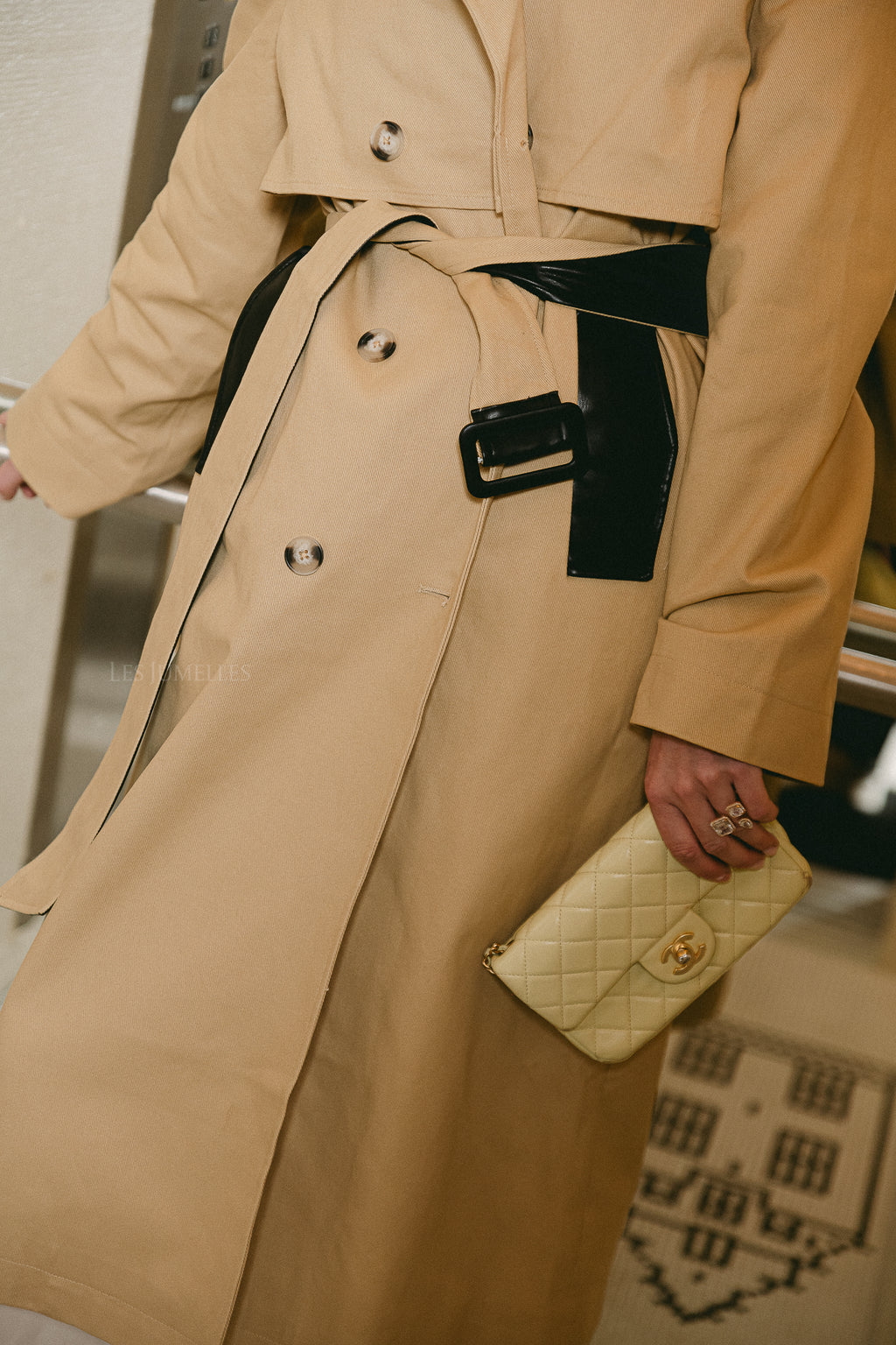 Aiko trenchcoat beige met zwart