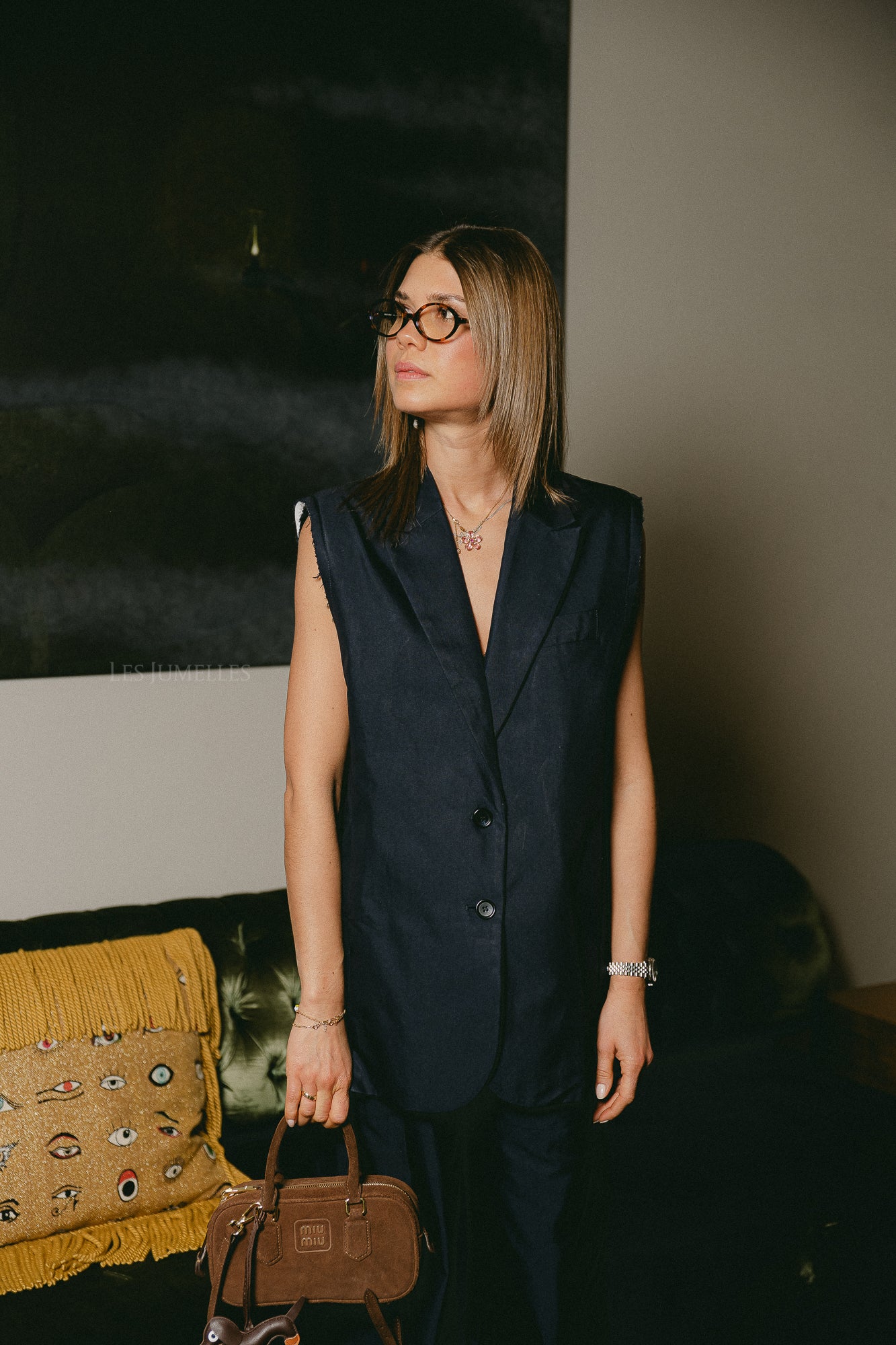 Amy sleeveless blazer midnight blue