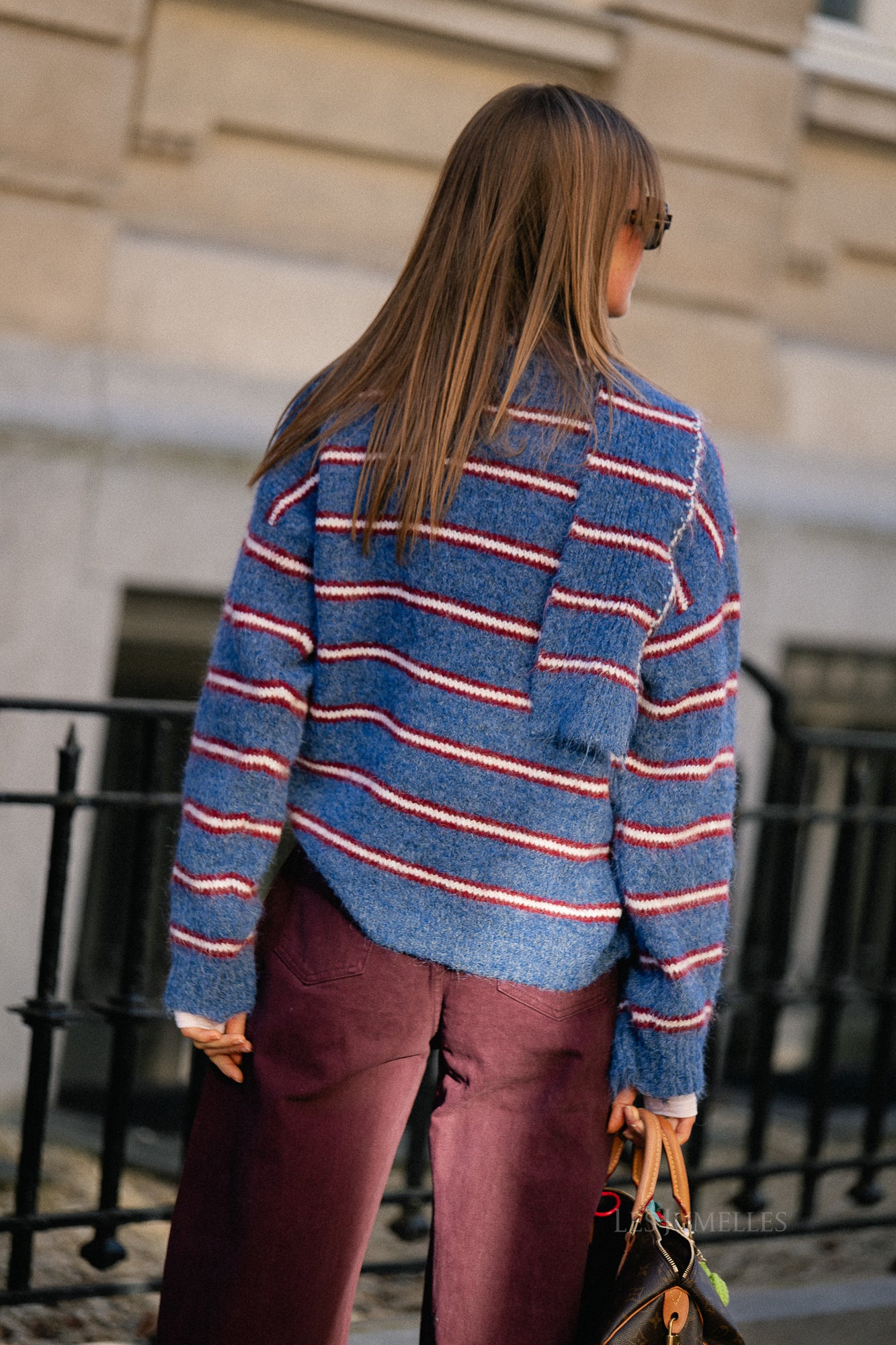 Gilet rayé Faye bleu marine/bordeaux