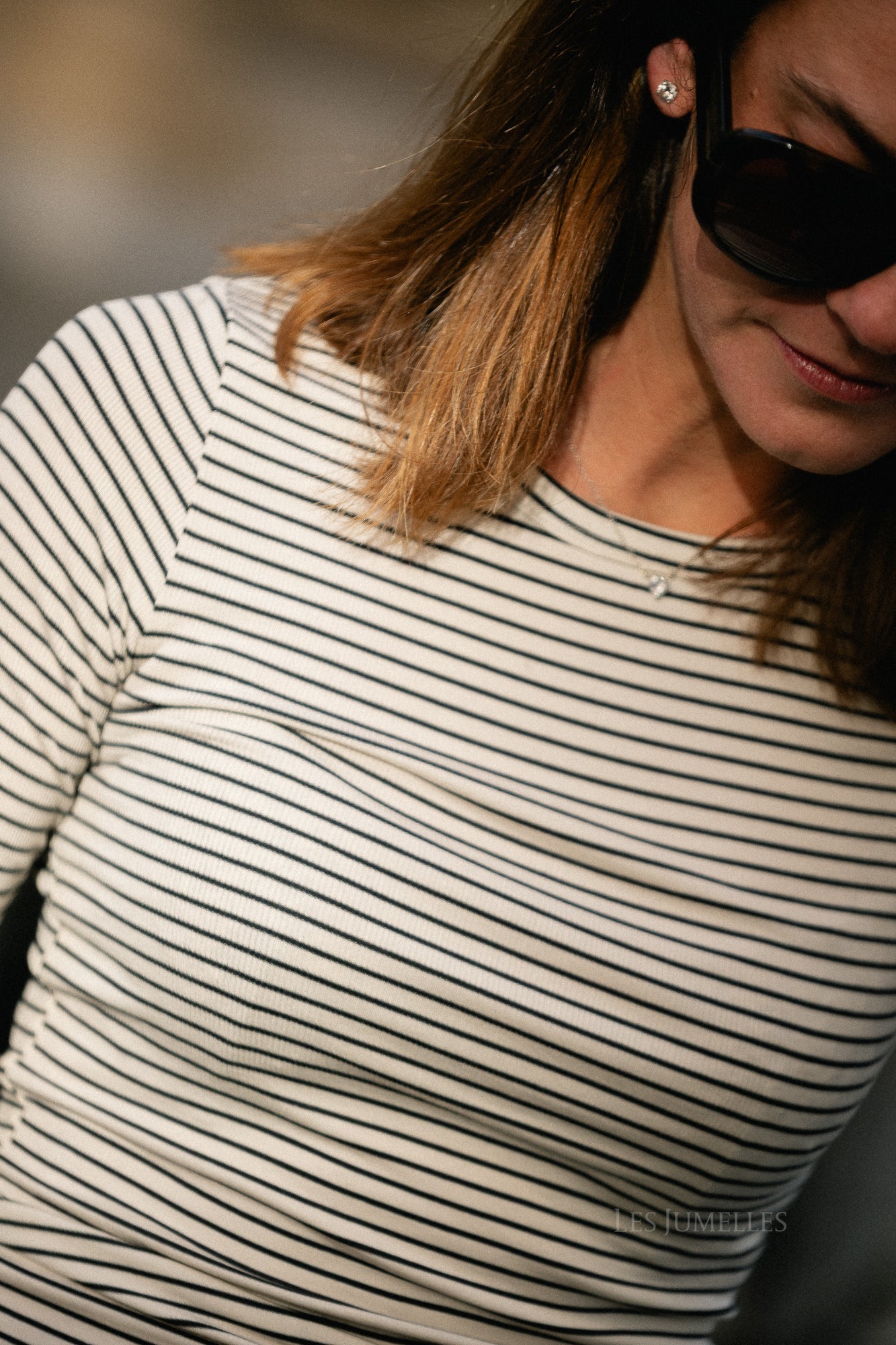 PetriciaSW stripe T-shirt long sleeve off white