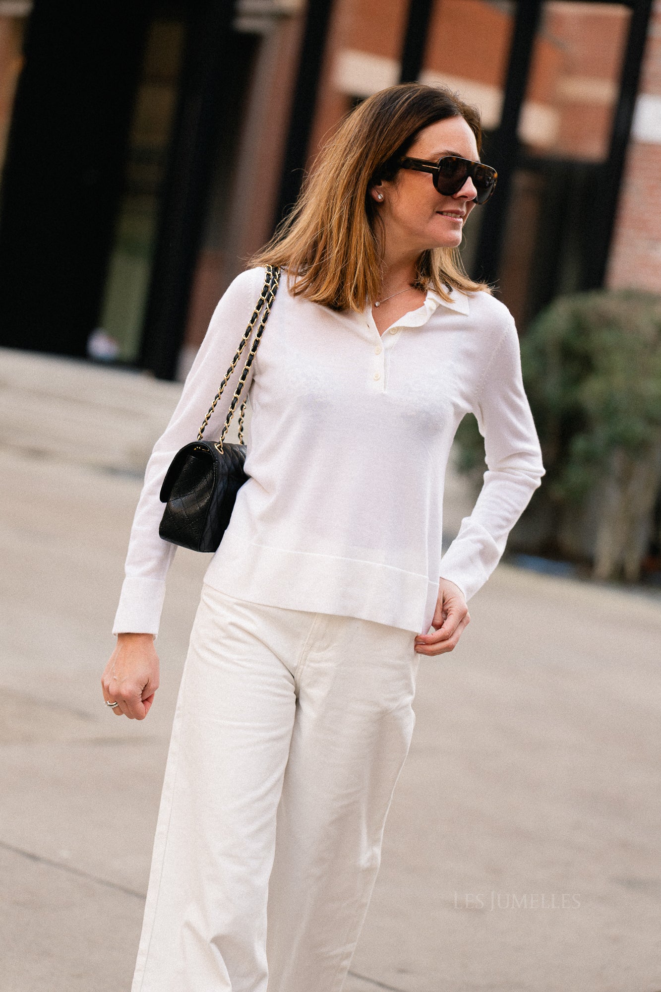 SLFThea LS knit merino collar neck egret