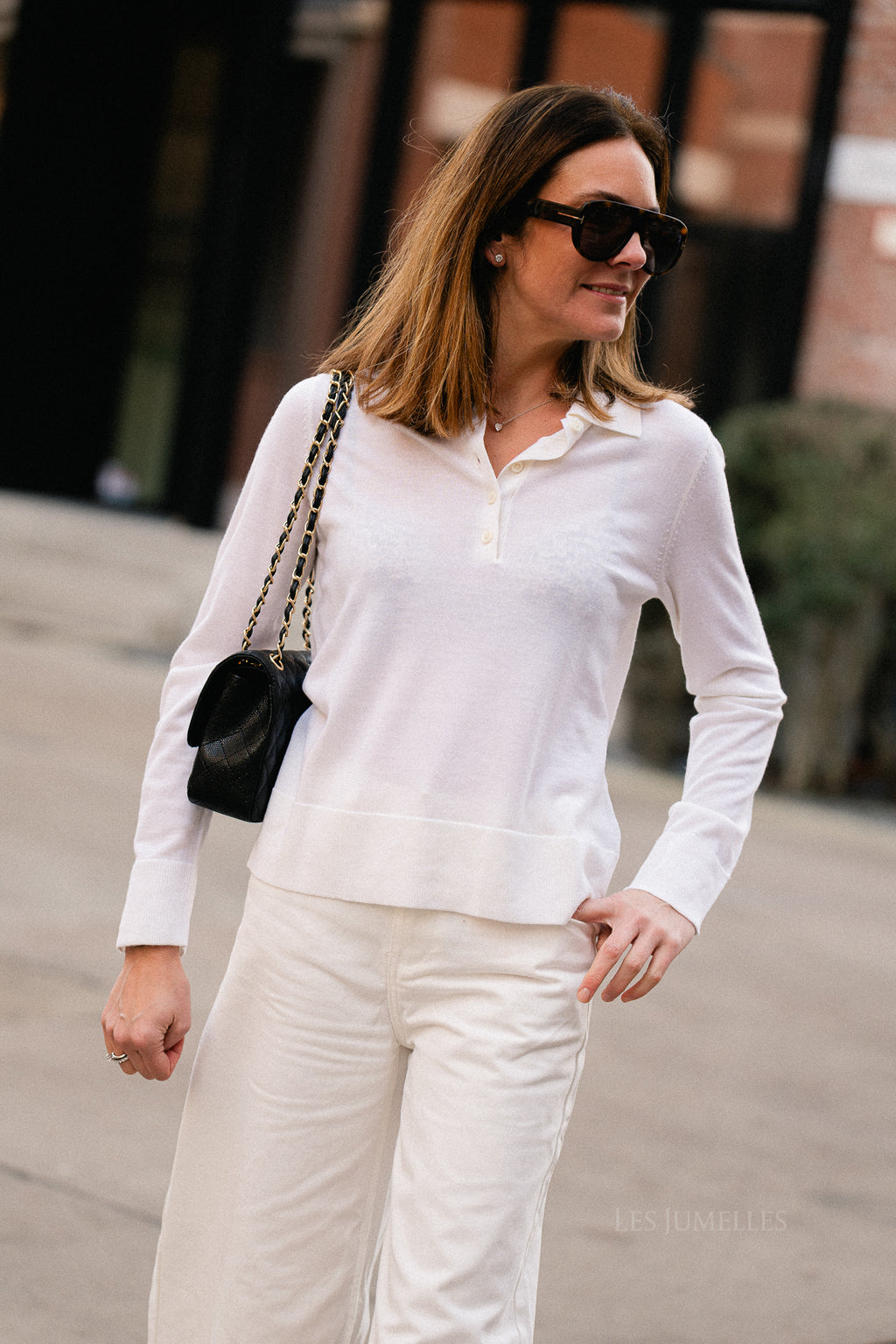 SLFThea LS knit merino collar neck egret