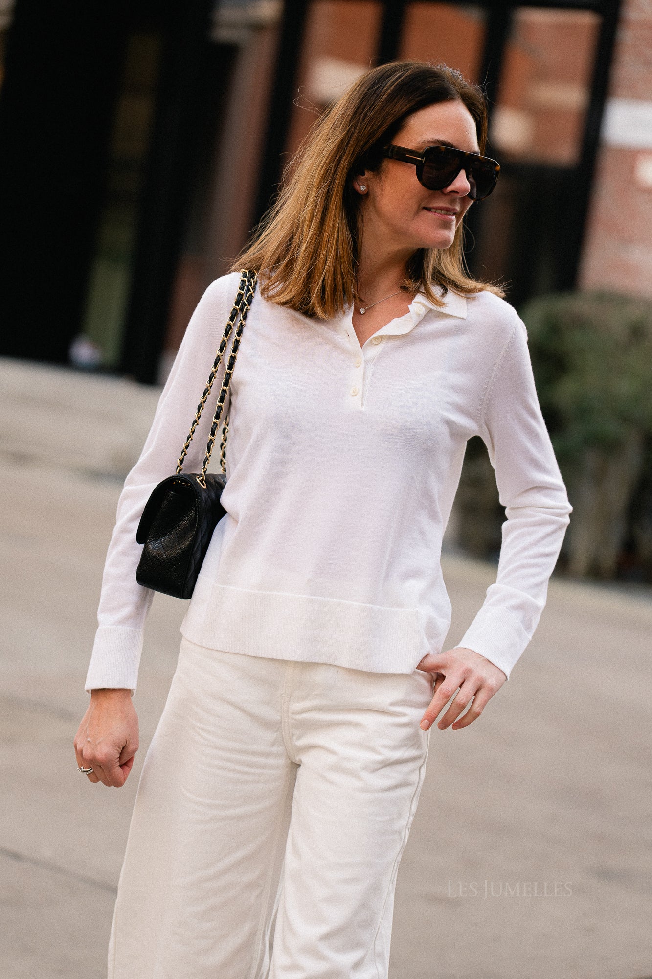 SLFThea LS knit merino collar neck egret