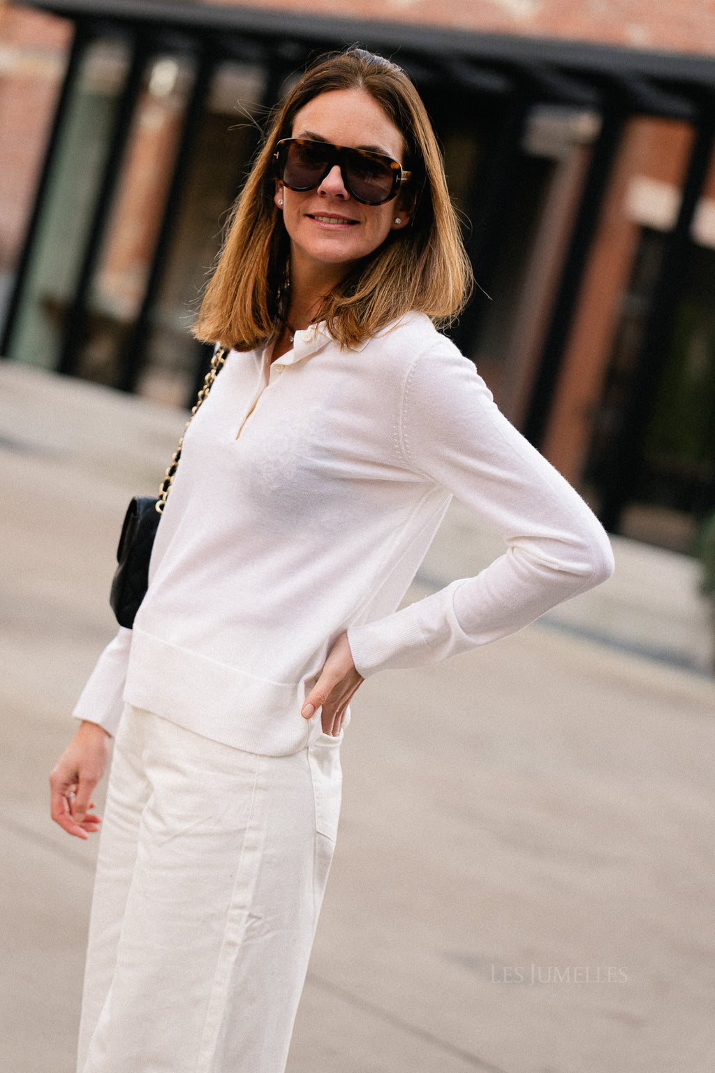 SLFThea LS knit merino collar neck egret