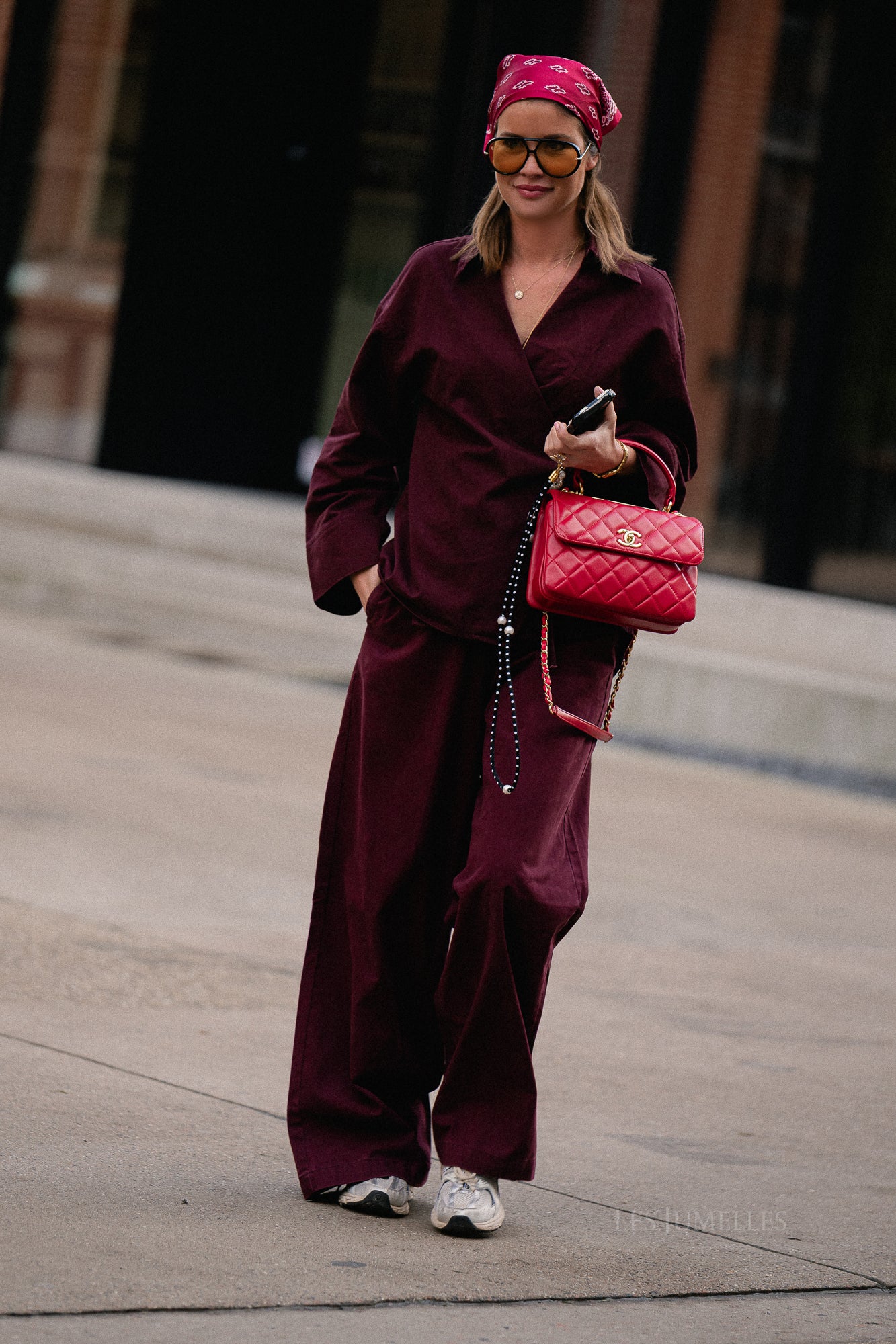 Chemise en jean oversize bordeaux Jackie