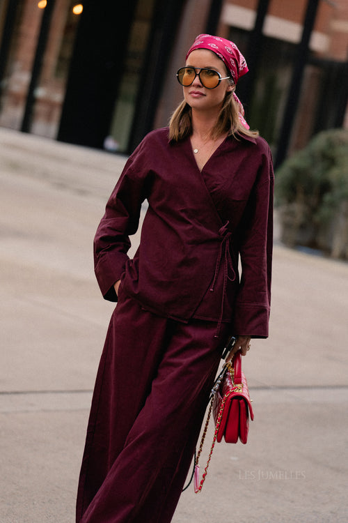 Chemise en jean oversize bordeaux Jackie