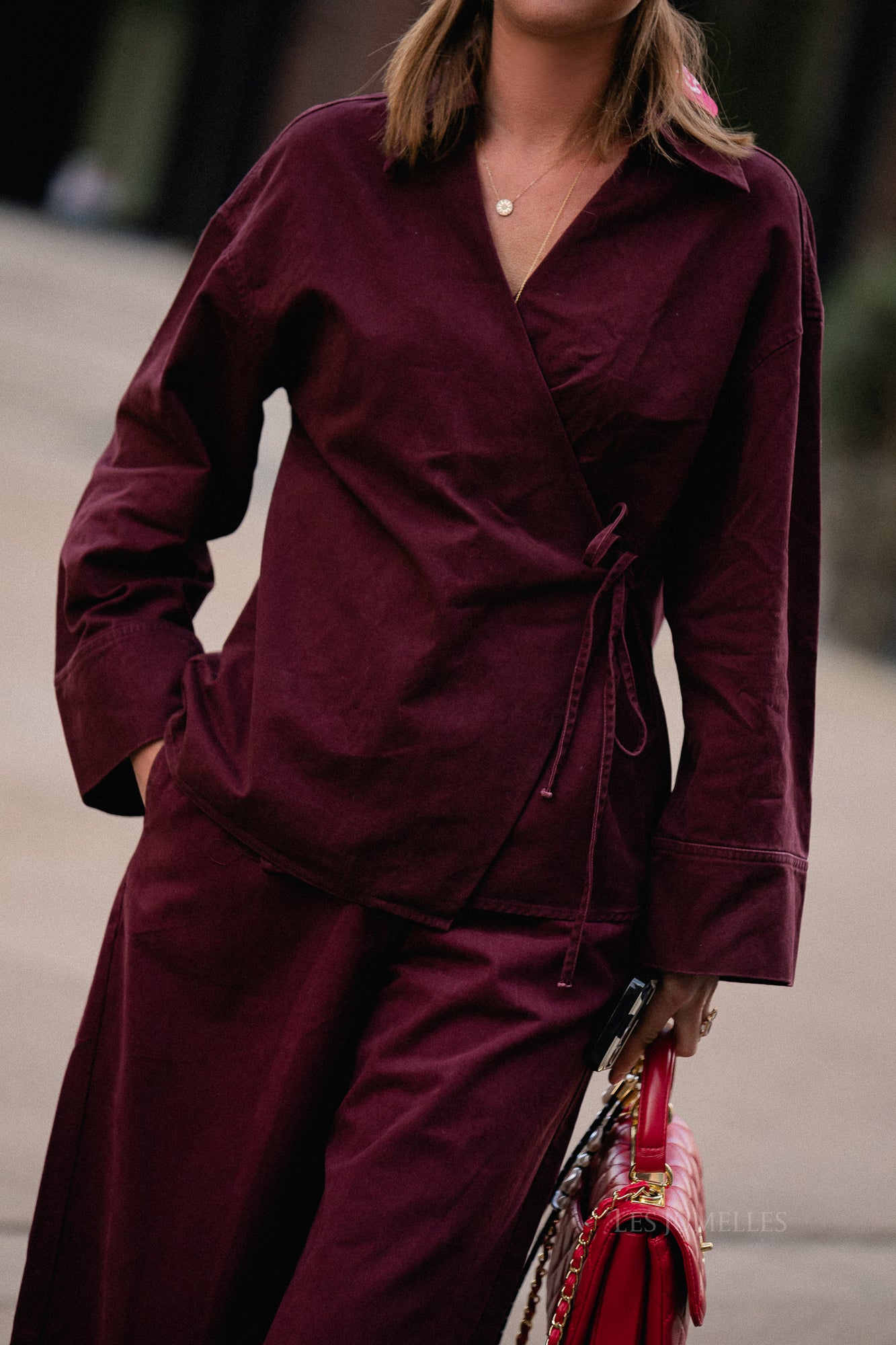 Chemise en jean oversize bordeaux Jackie