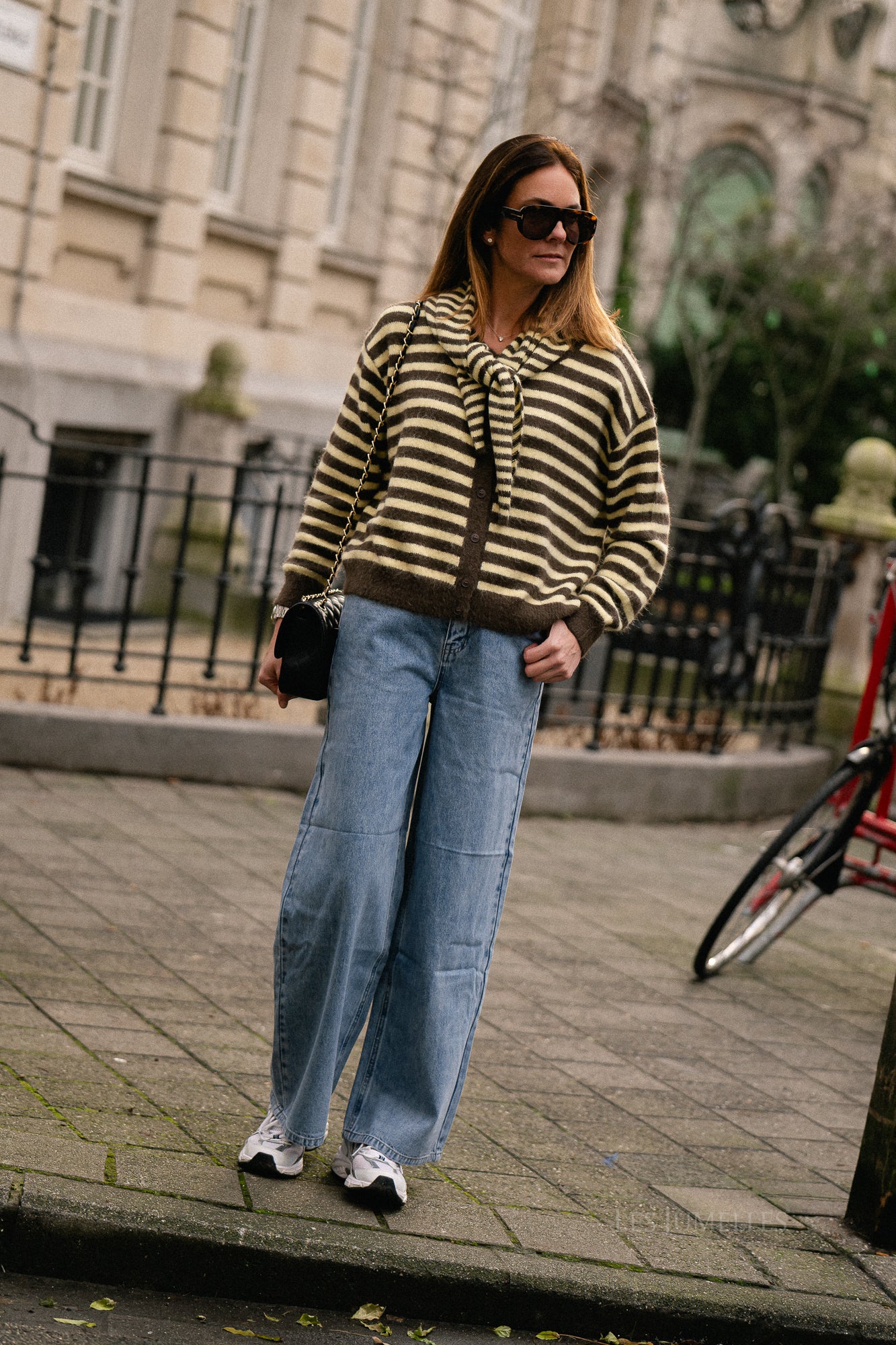 Gilet rayé Louise, chocolat chaud/jaune pastel