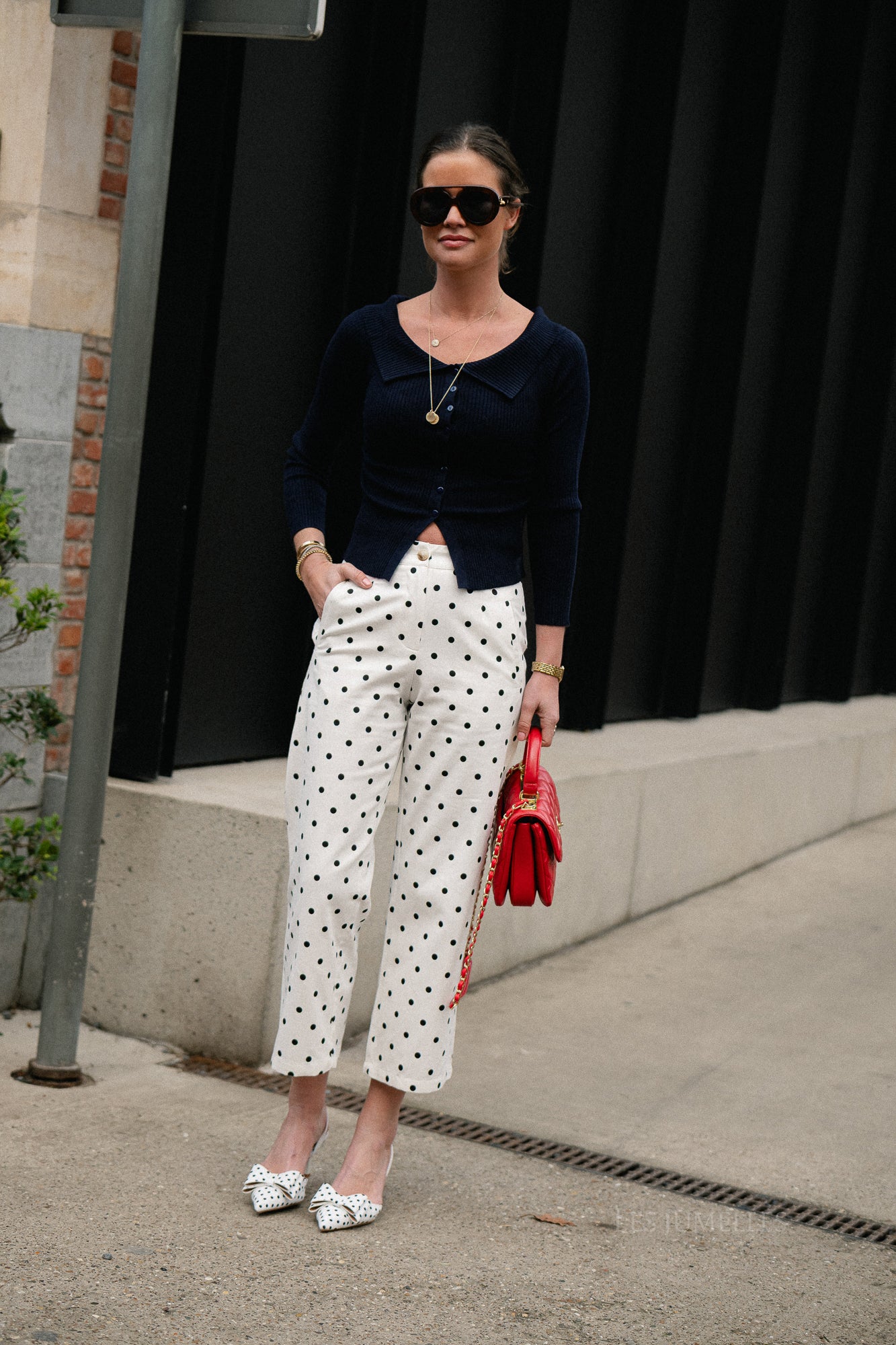 Flavie polka dot pants white