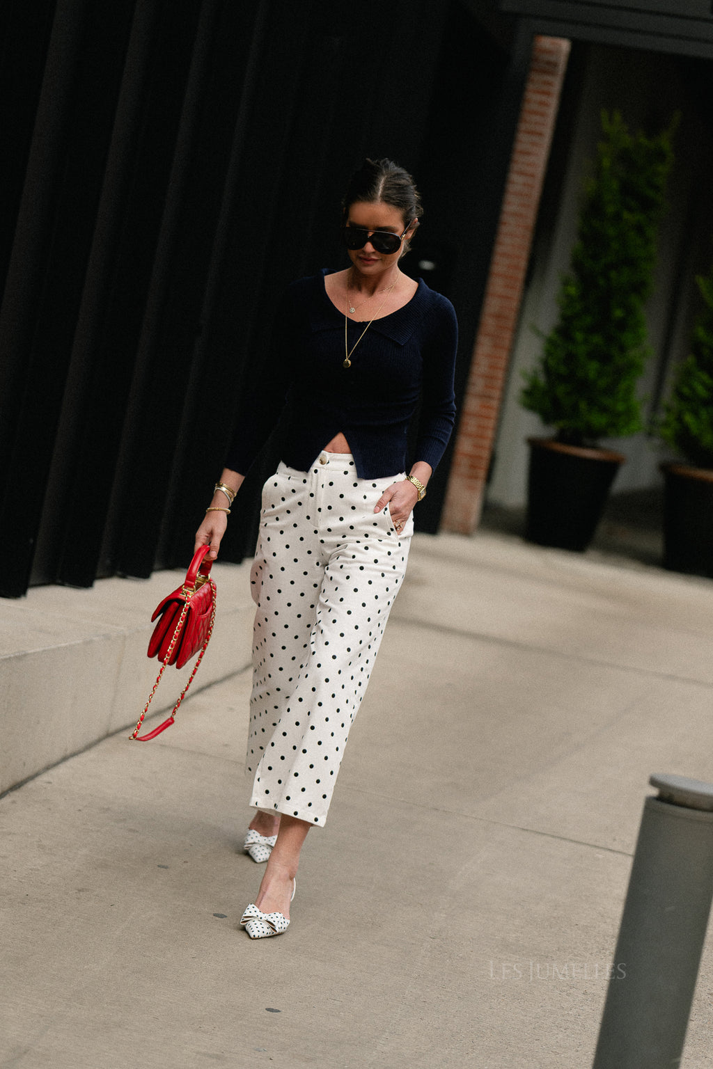 Flavie polka dot pants white