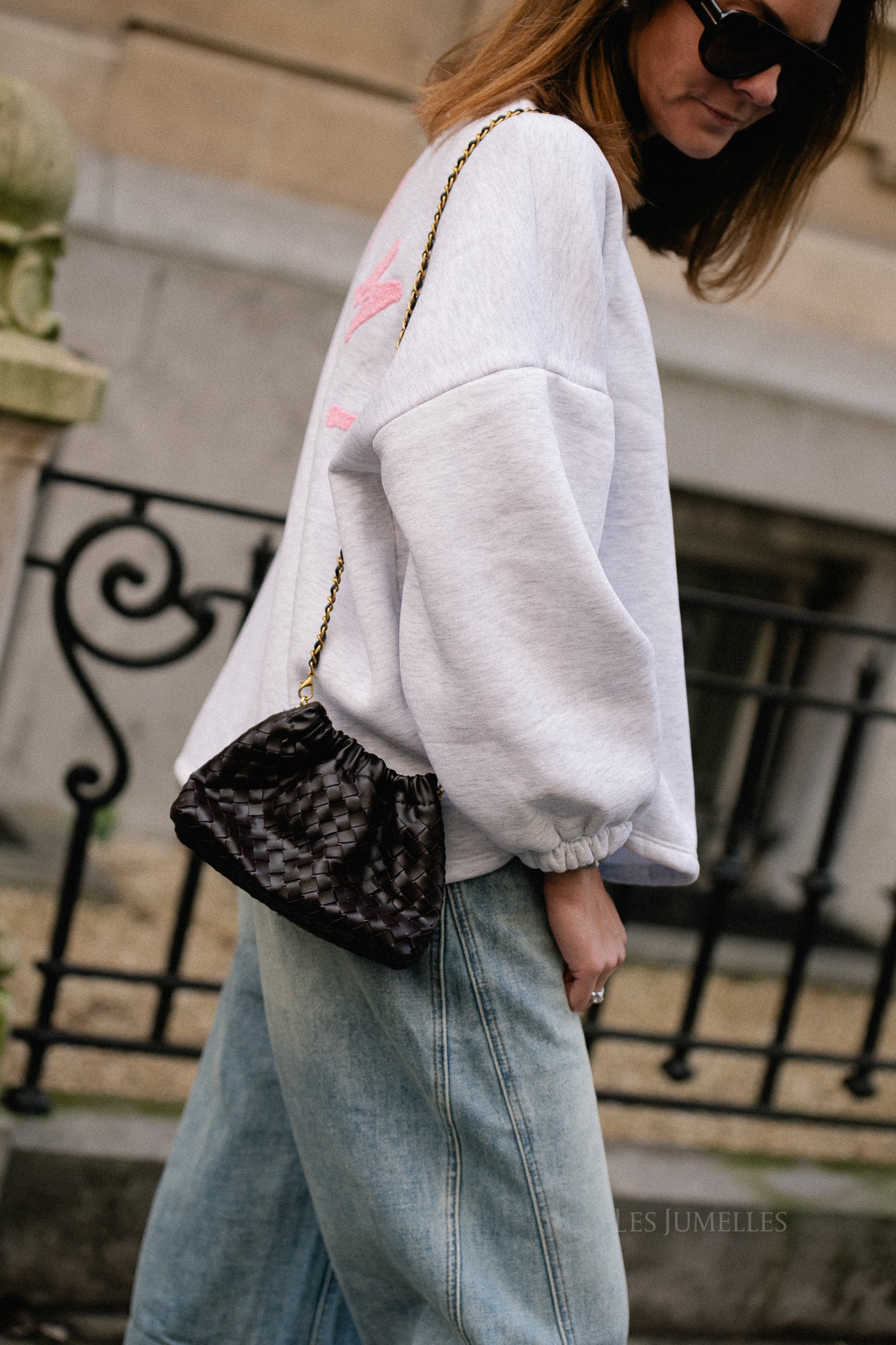 Auren Geflochtene Ketten-Tasche Aubergine