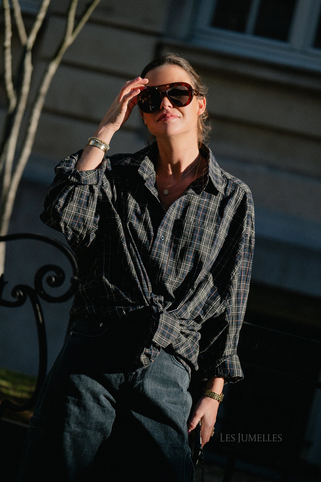 Lola checkered oversized shirt navy/olive