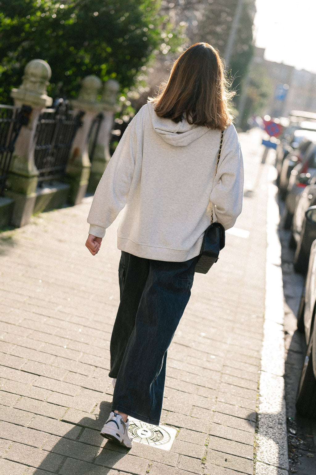 Colette hoodie met rits lichtgrijs melange