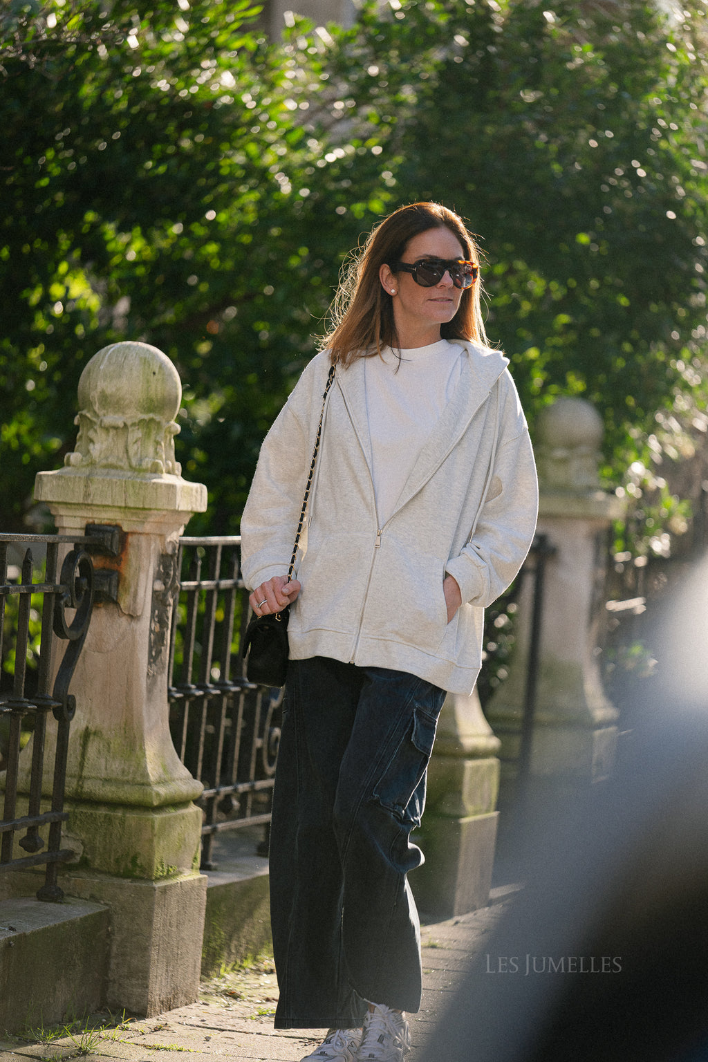 Colette hoodie met rits lichtgrijs melange
