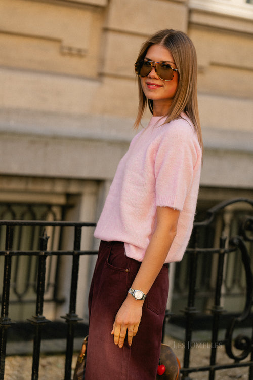 YASEnya SS pull en maille rose