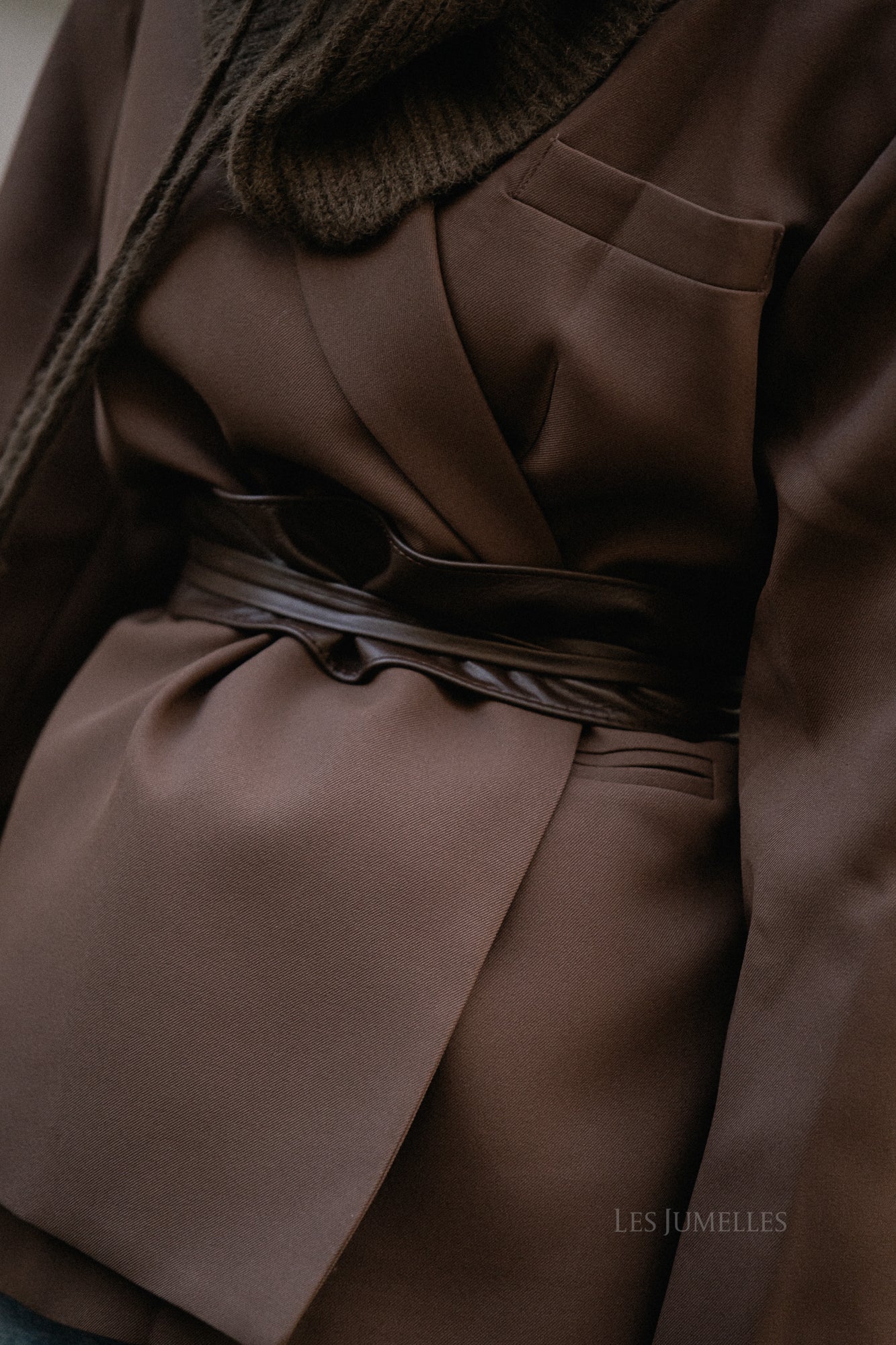 Maxine Leder-Bindegürtel Seal Brown