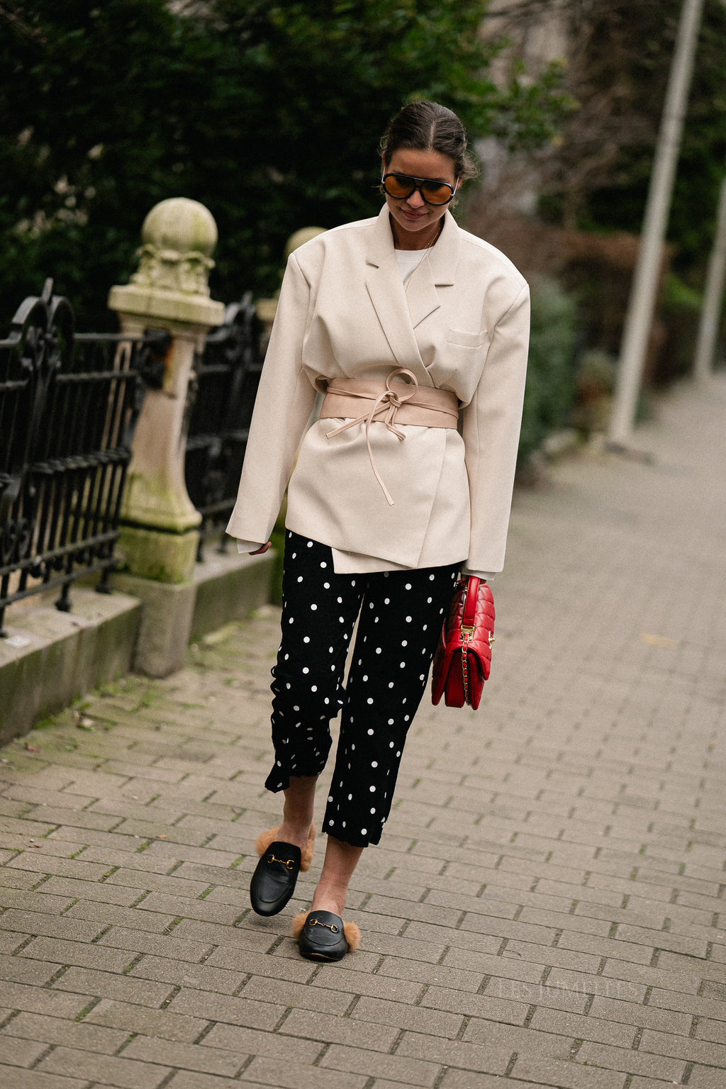 Maxine leren strikceintuur roze 