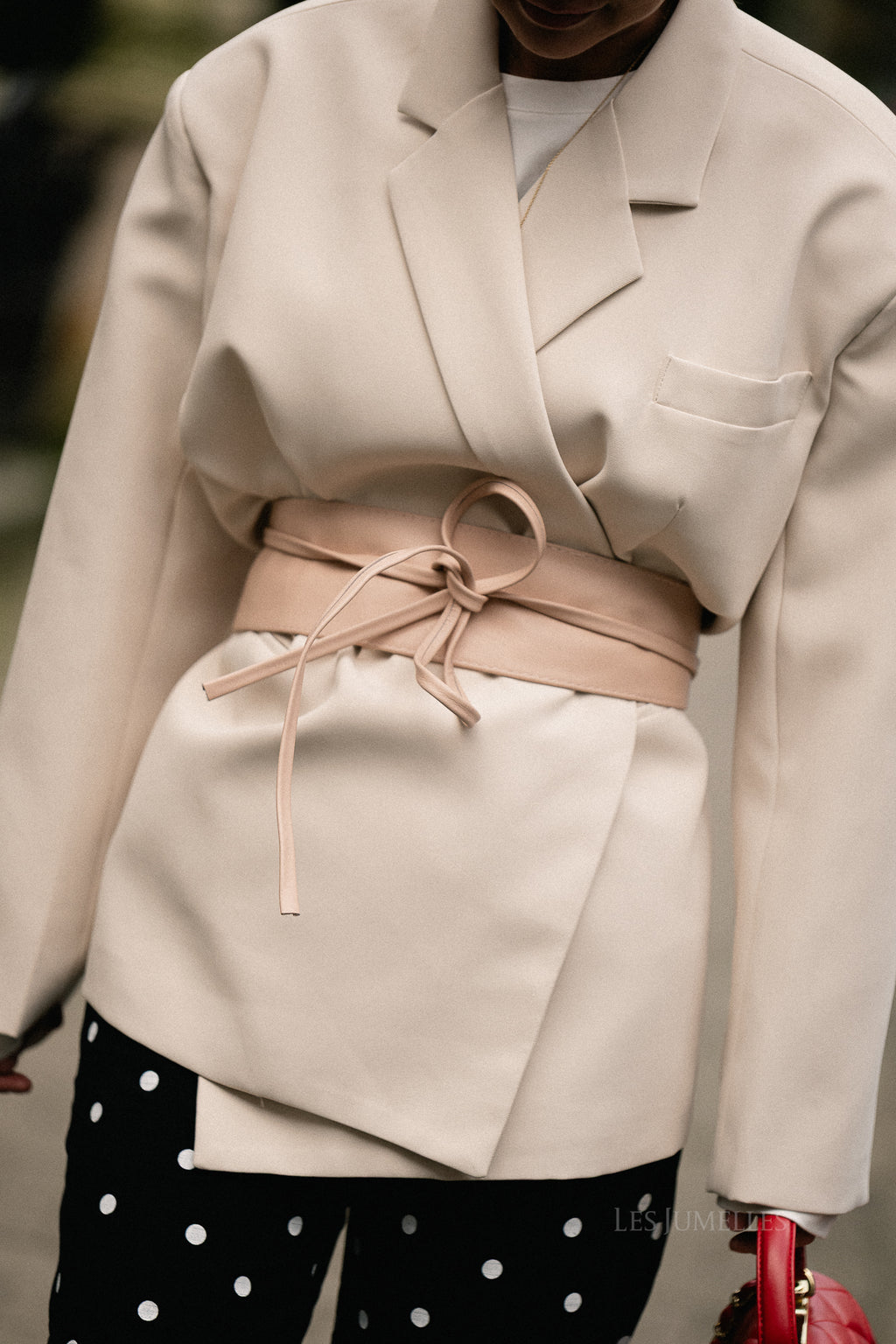 Maxine leren strikceintuur roze 