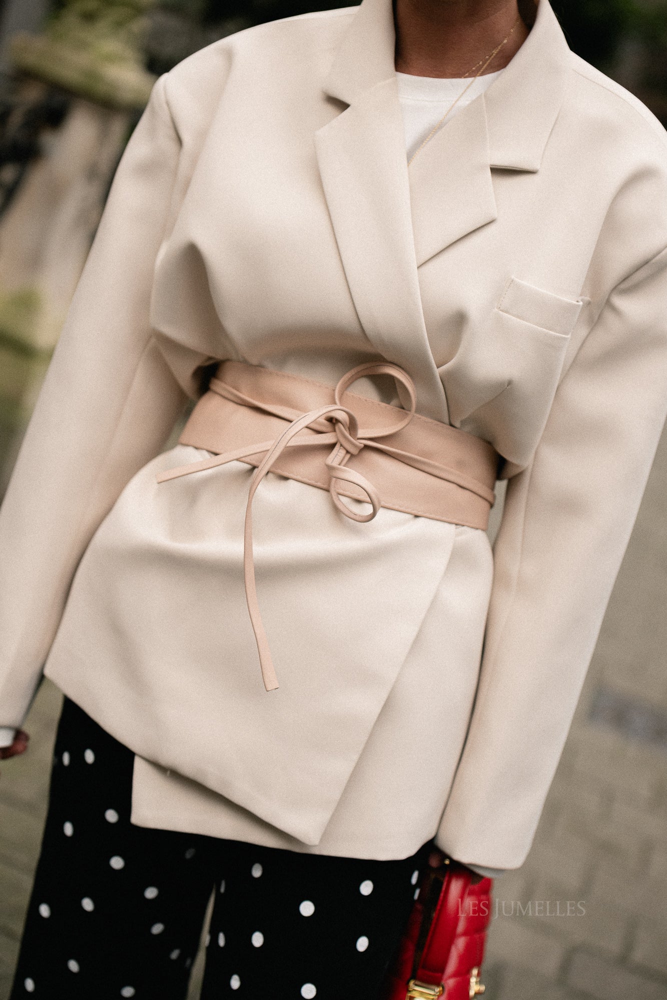 Maxine leren strikceintuur roze 