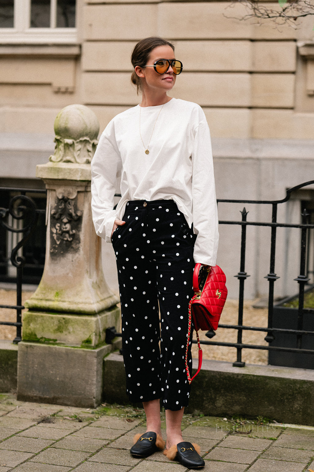 Hélène polka dot pants black