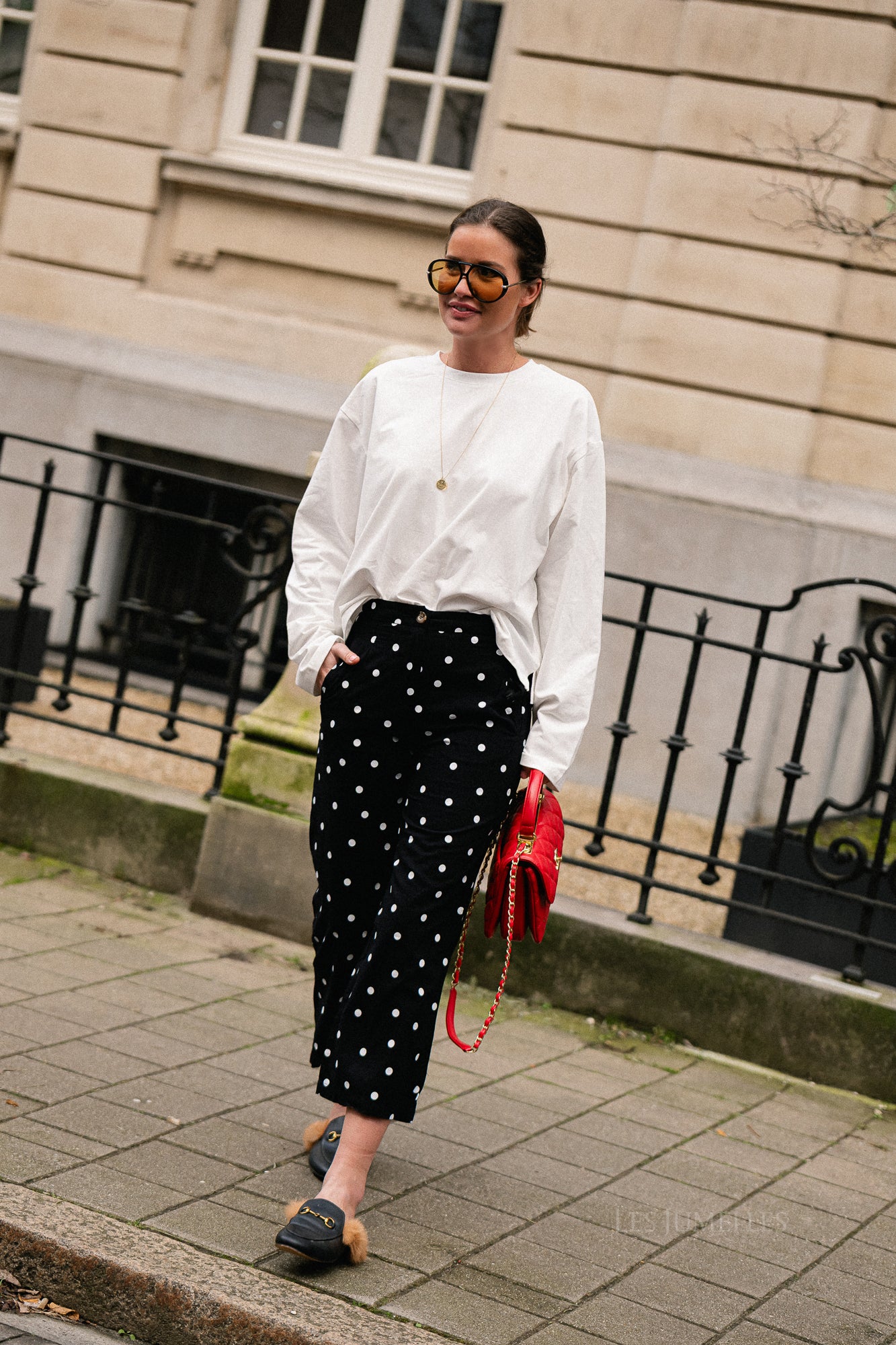 Hélène polka dot pants black