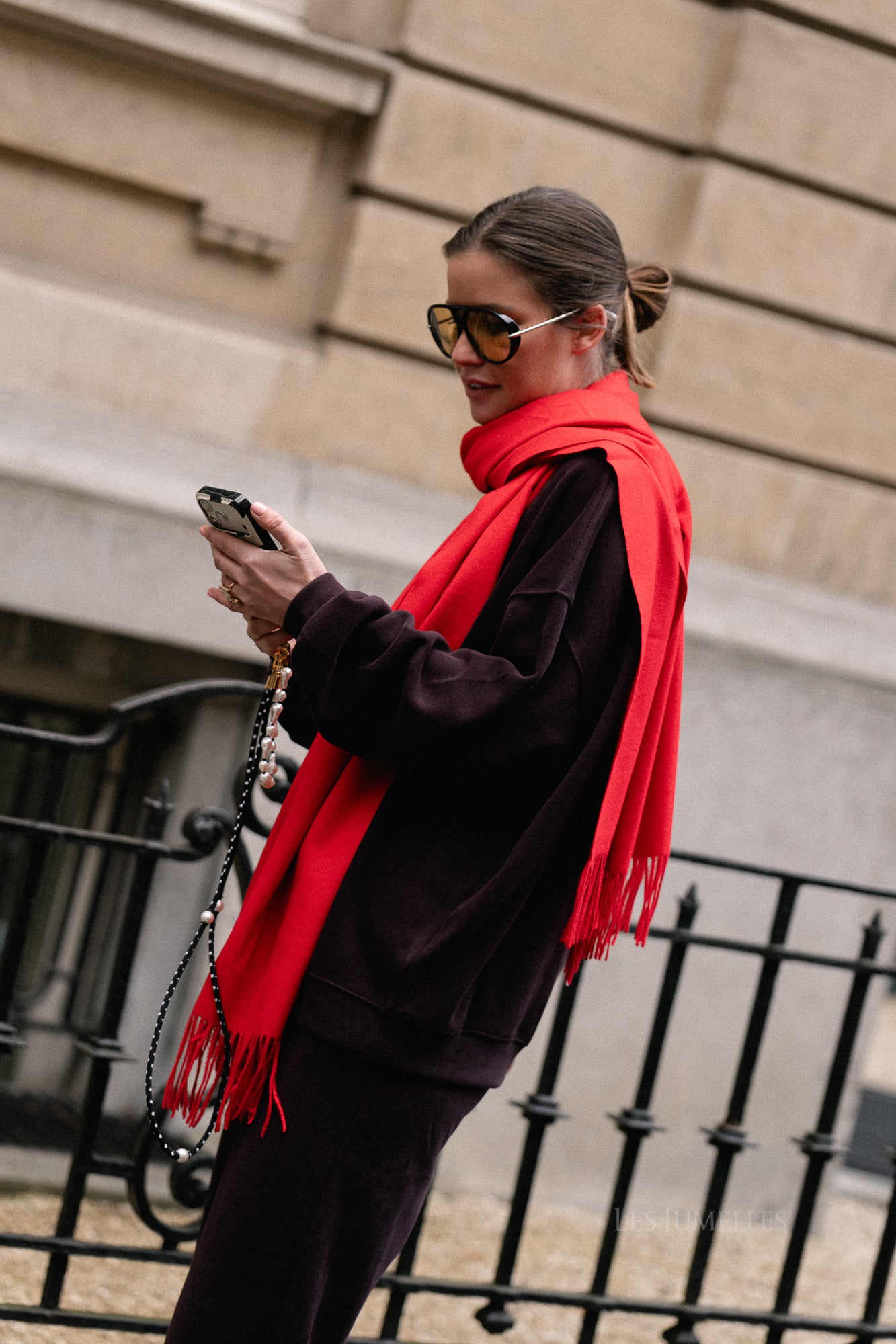 Louna cashmere blend scarf red