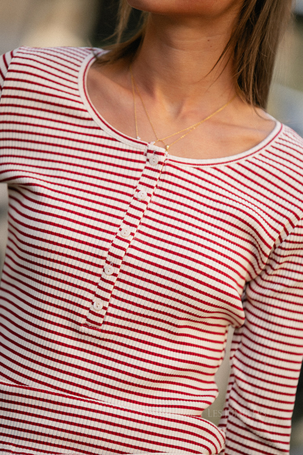 Paxsw T-shirt longsleeve red striped