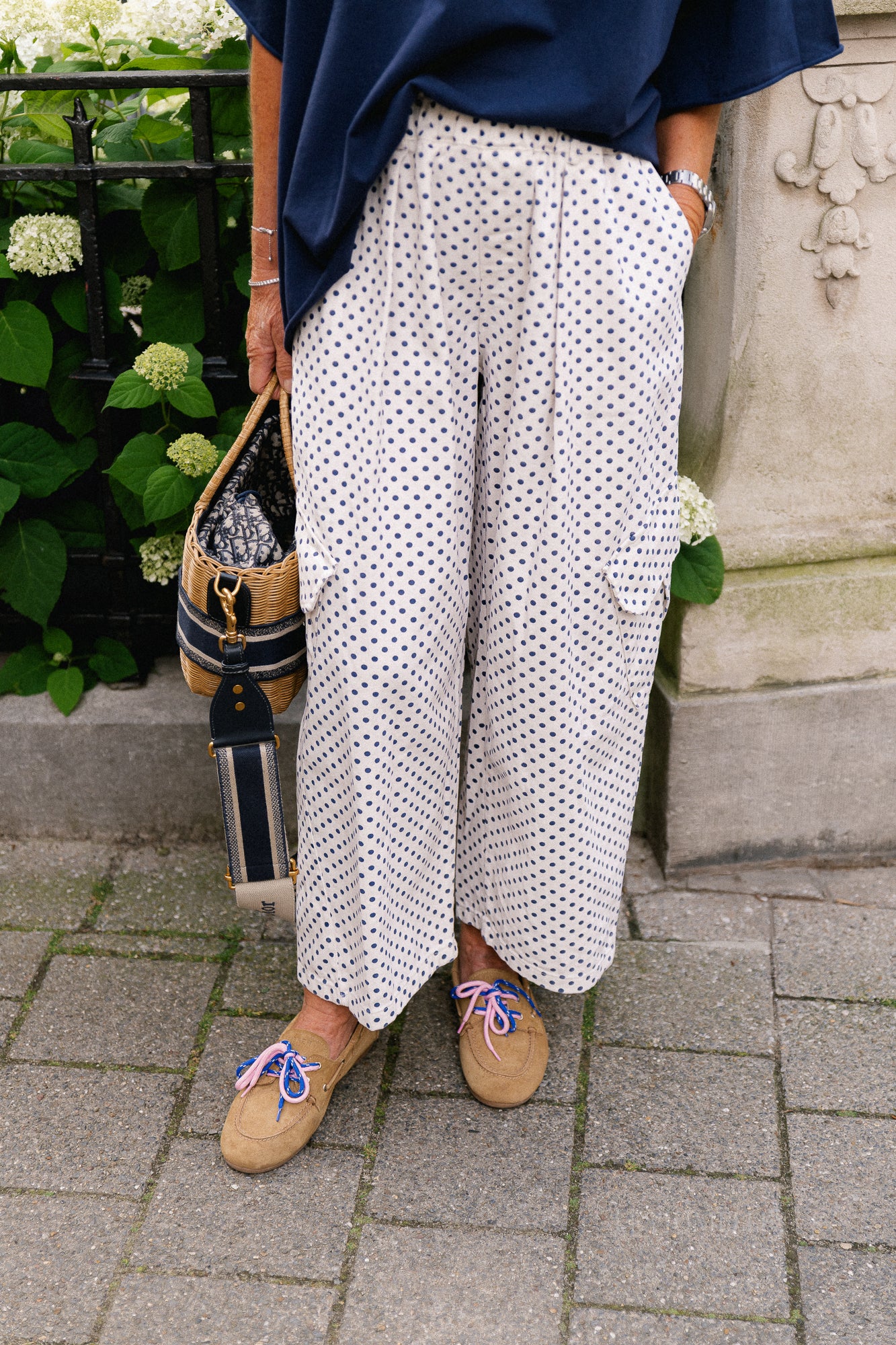 Emily polkadot cargo jeans navy