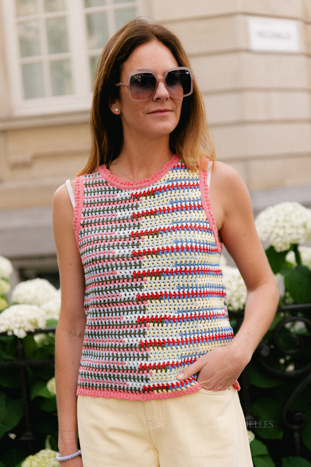 OBJMiss SL knit top begonia pink/multi