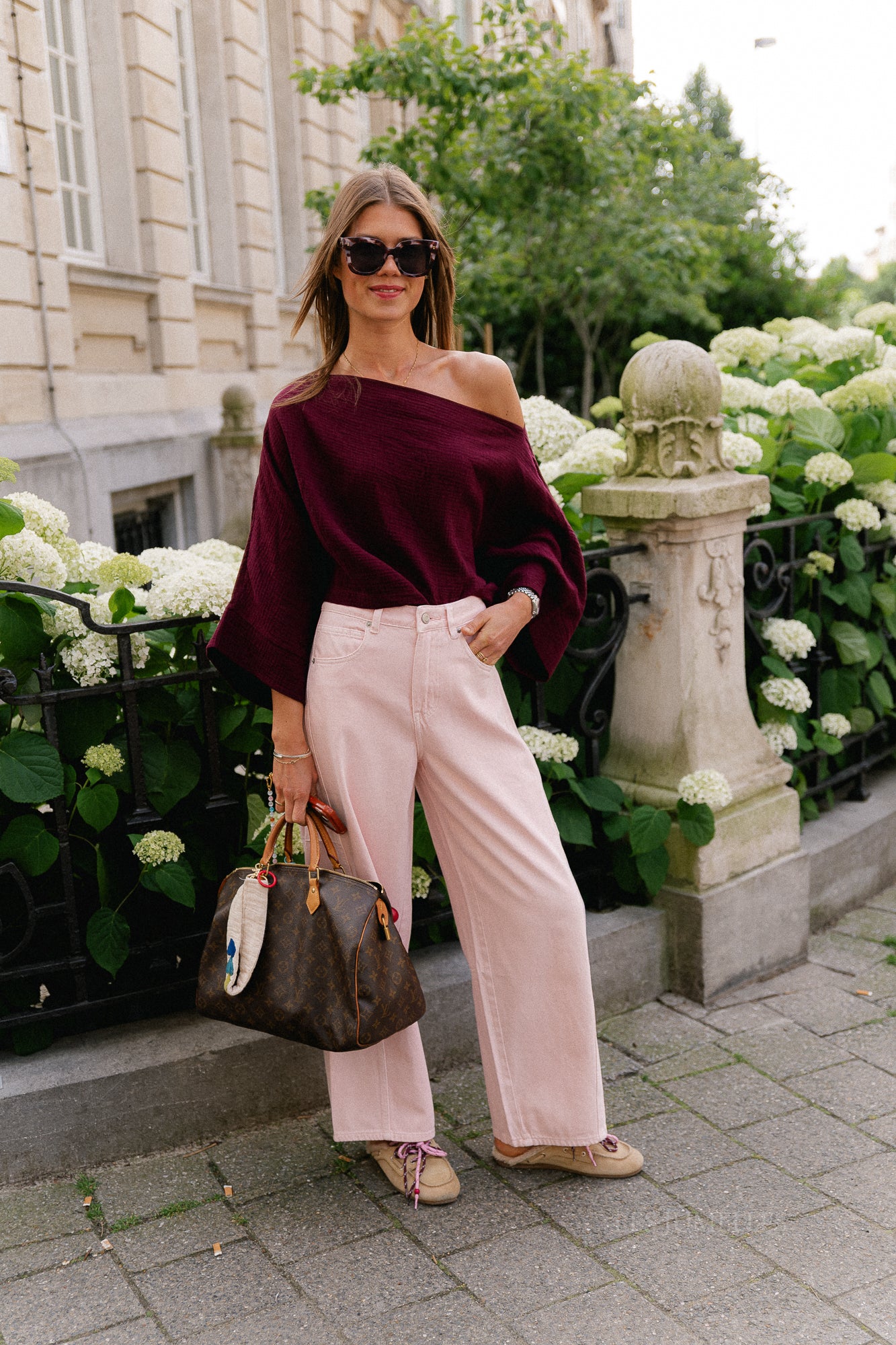 Maelys off shoulder blouse burgundy