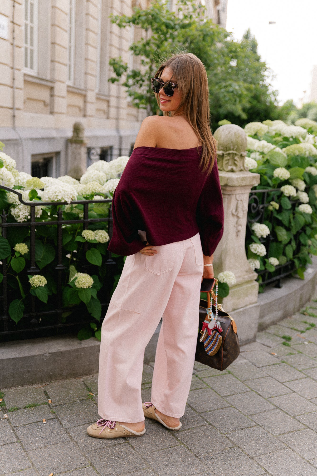 Maelys off shoulder blouse burgundy