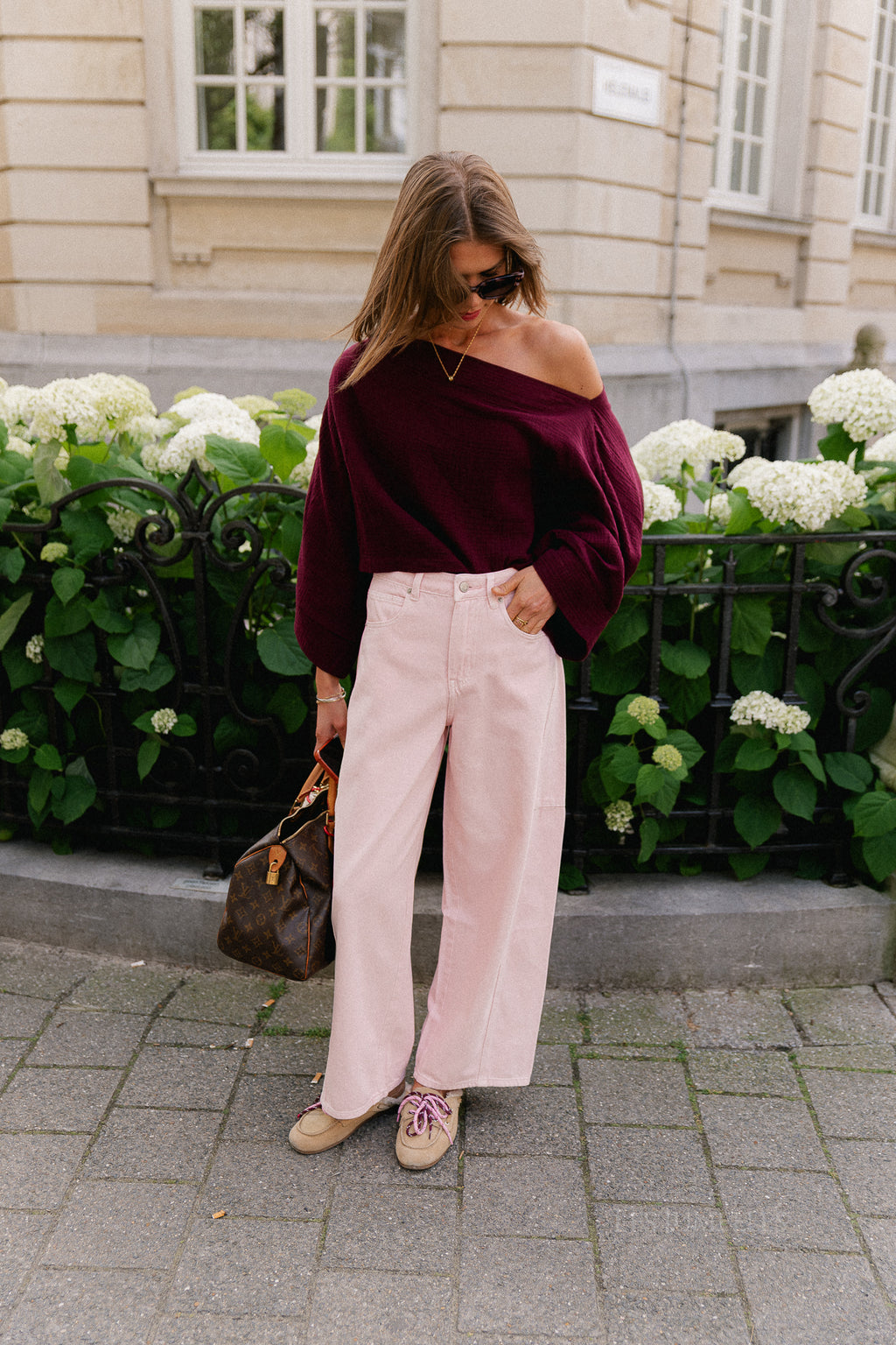 Maelys off shoulder blouse burgundy