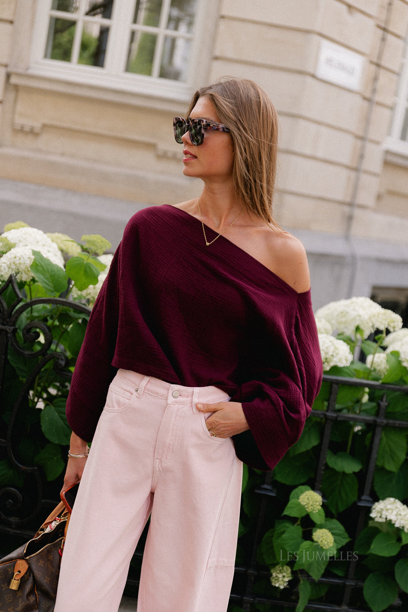 Maelys off shoulder blouse burgundy
