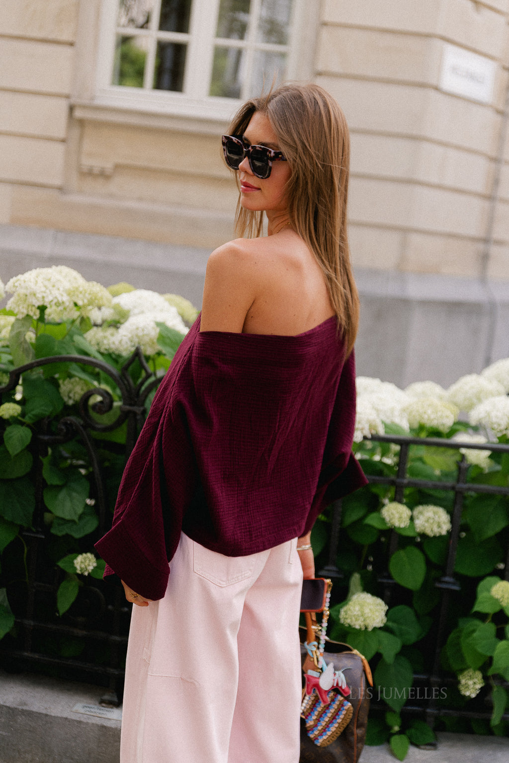 Maelys off shoulder blouse burgundy