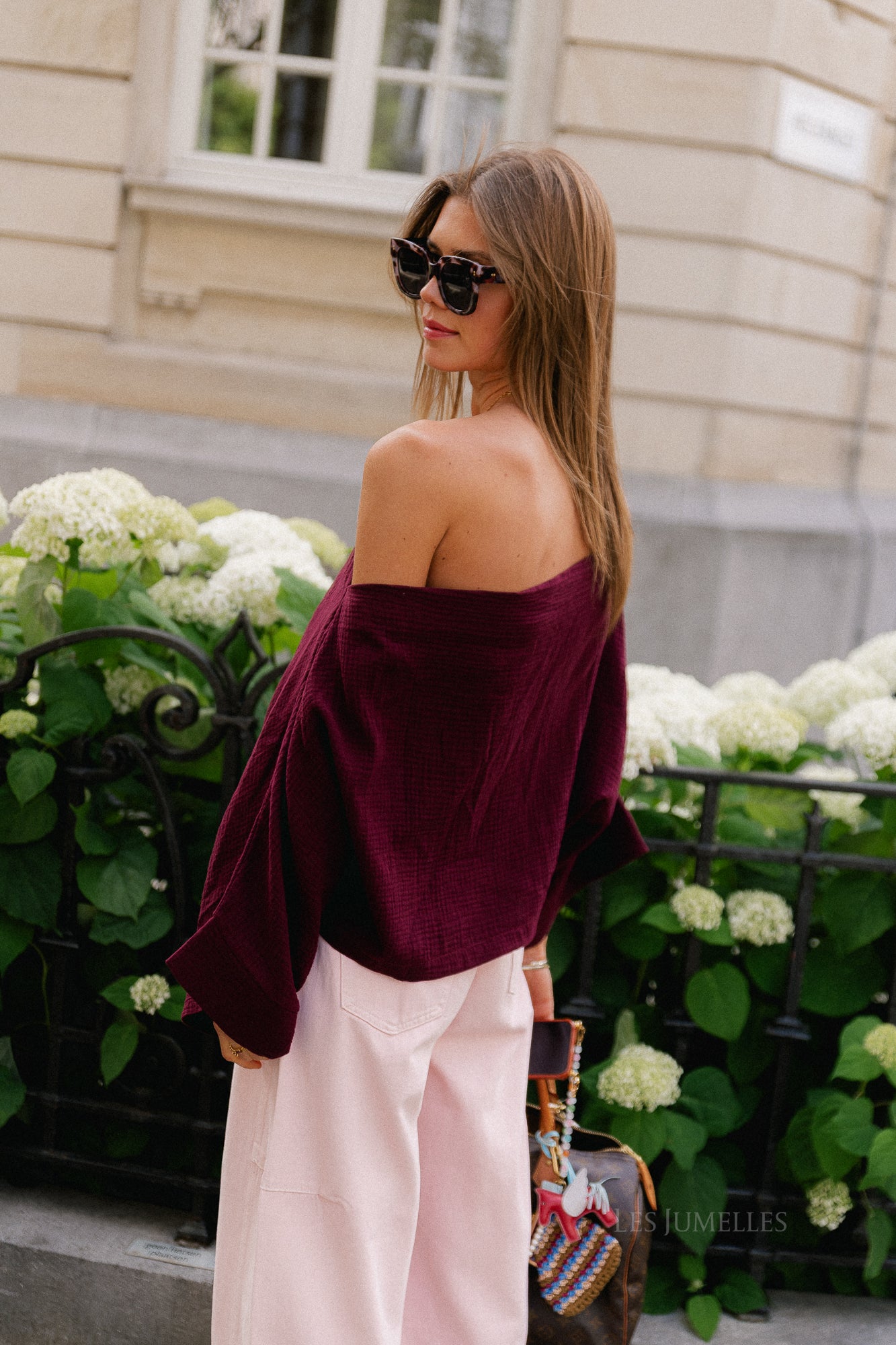 Maelys off shoulder blouse burgundy