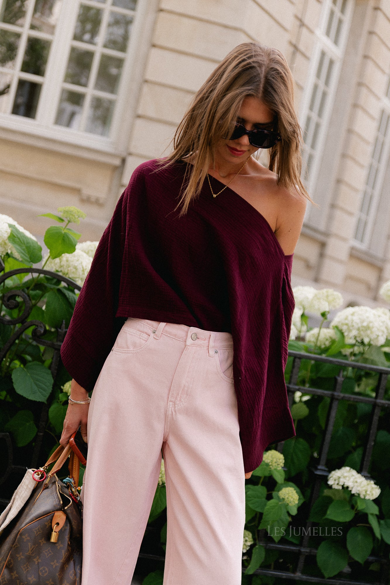 Maelys off shoulder blouse burgundy