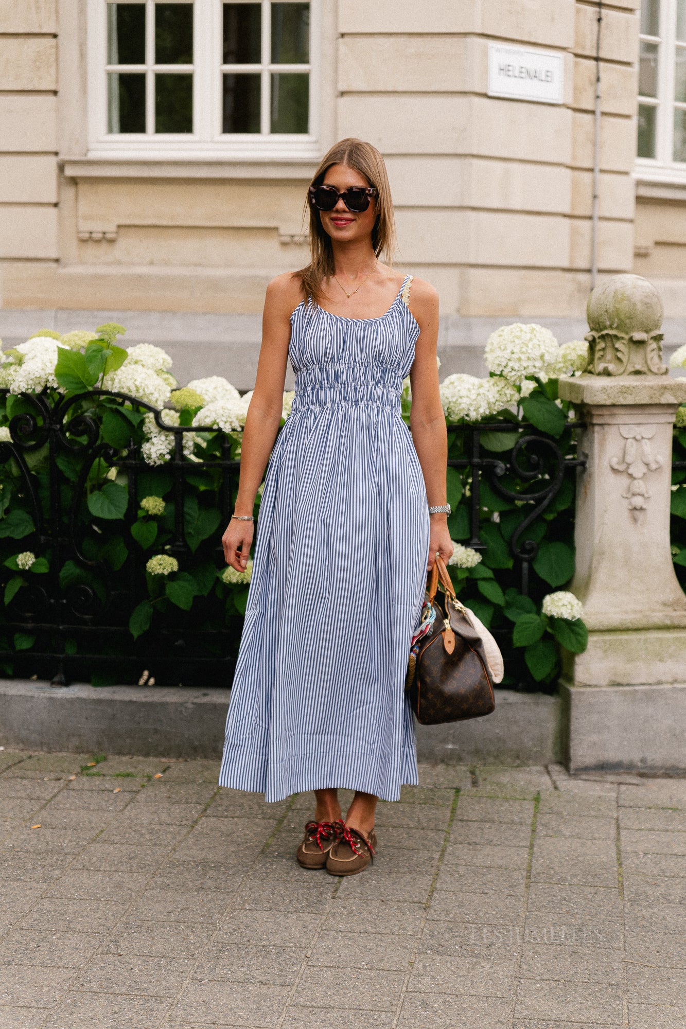 OBJAlmine slip dress sky captain/white