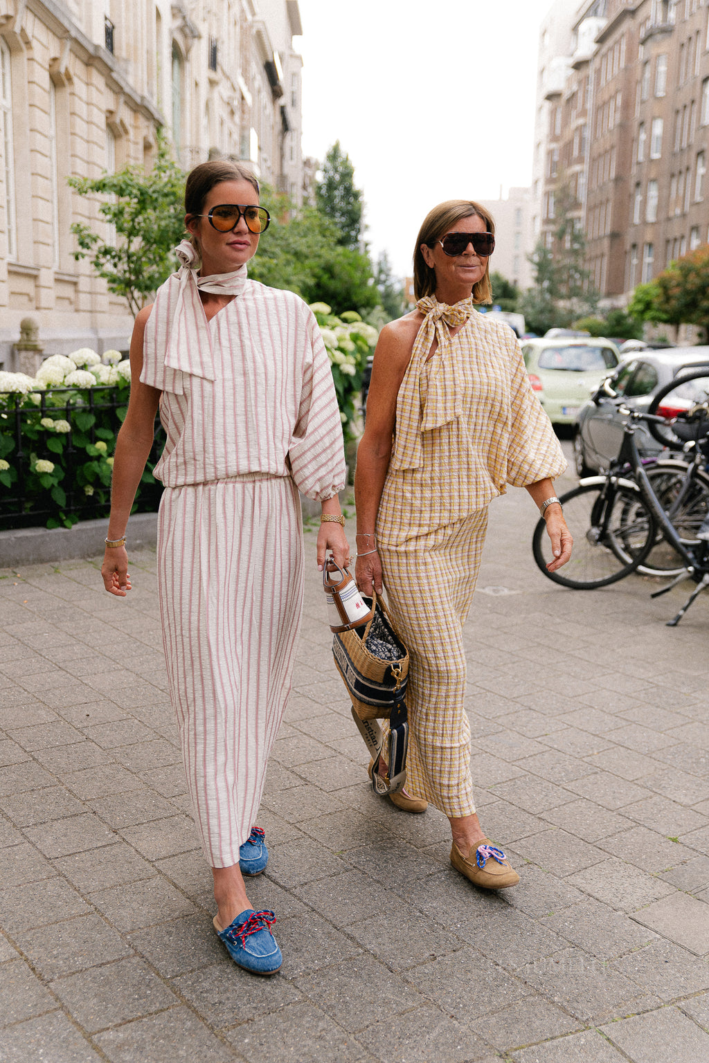 Esmay checkered one-shoulder blouse yellow