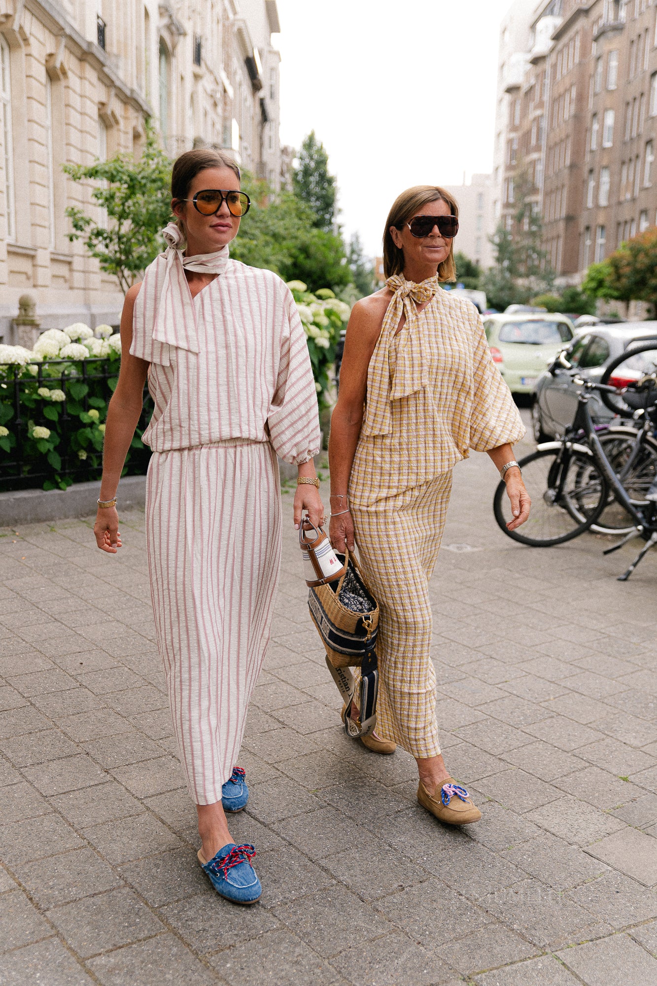 Esmay checkered one-shoulder blouse yellow