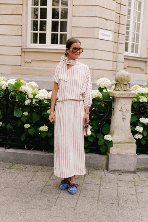Esmay striped skirt ecru/dark rose