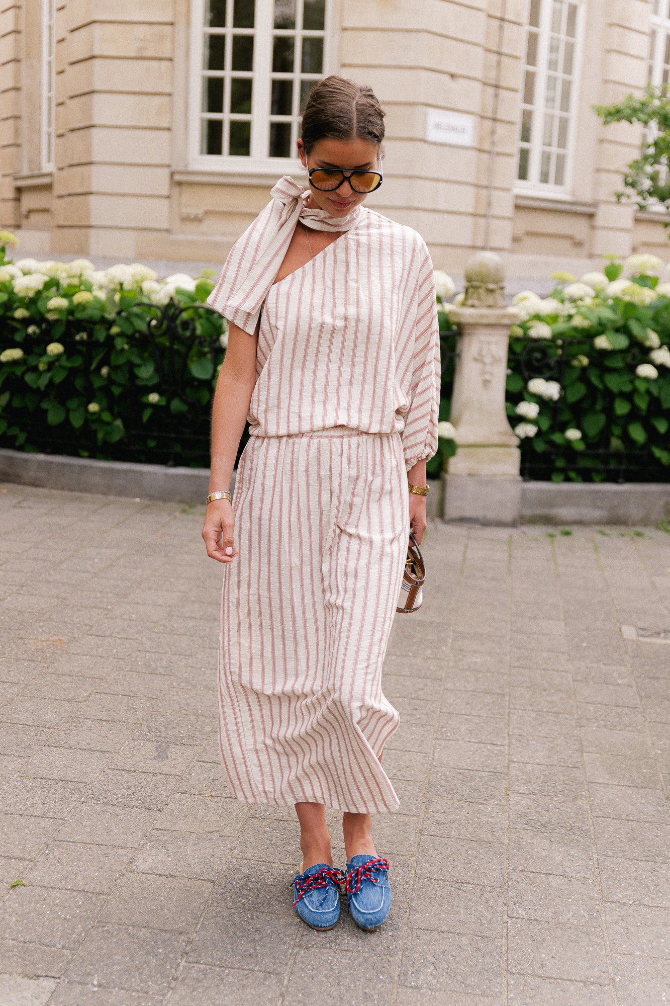 Esmay striped skirt ecru/dark rose
