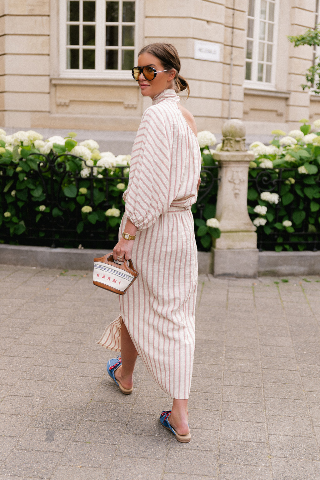 Esmay striped skirt ecru/dark rose