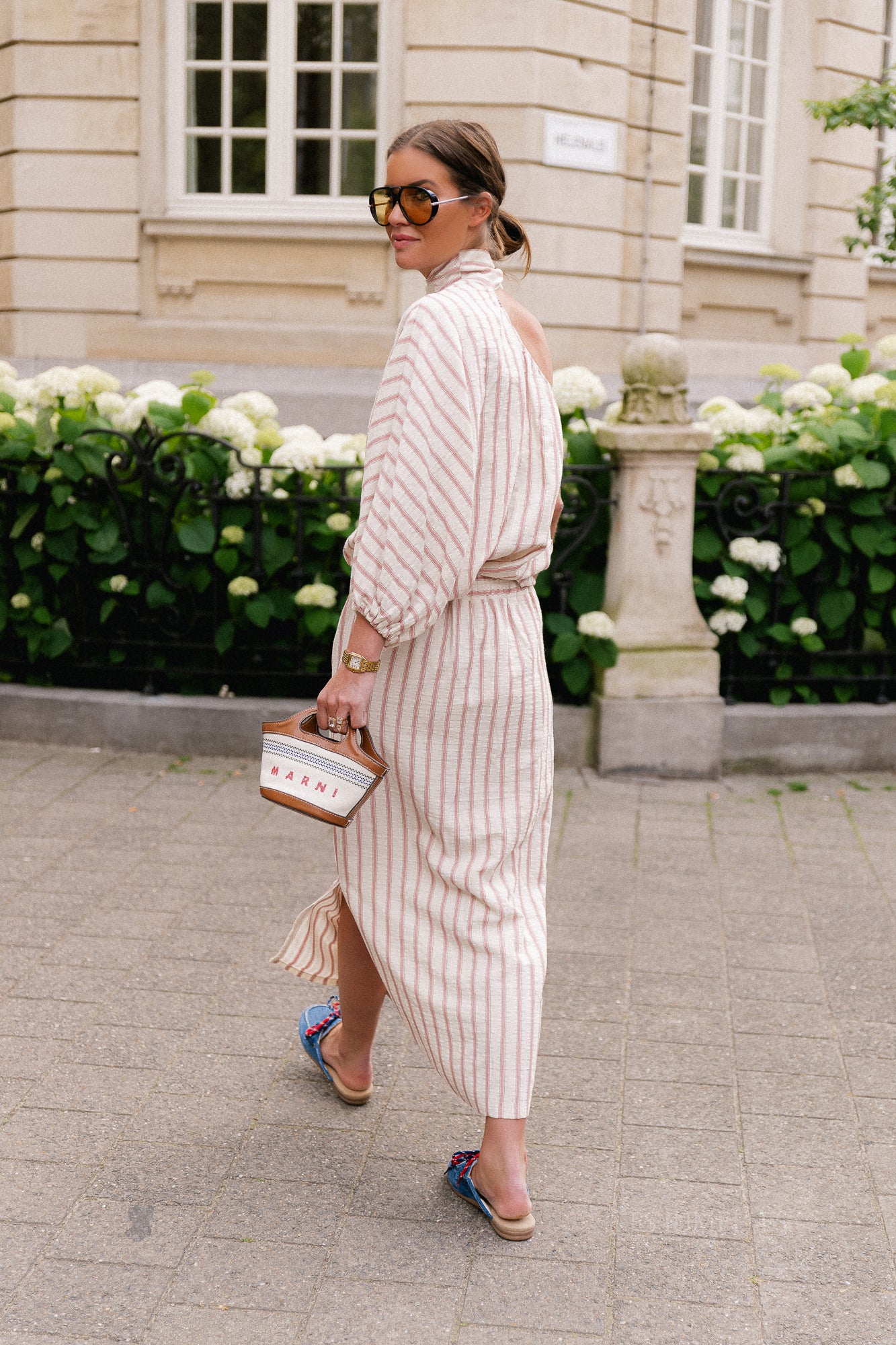 Esmay striped skirt ecru/dark rose