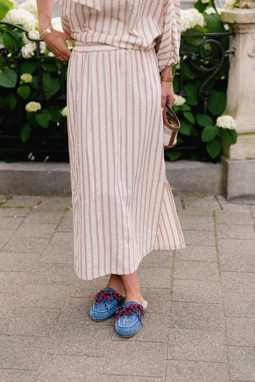 Esmay striped skirt ecru/dark rose