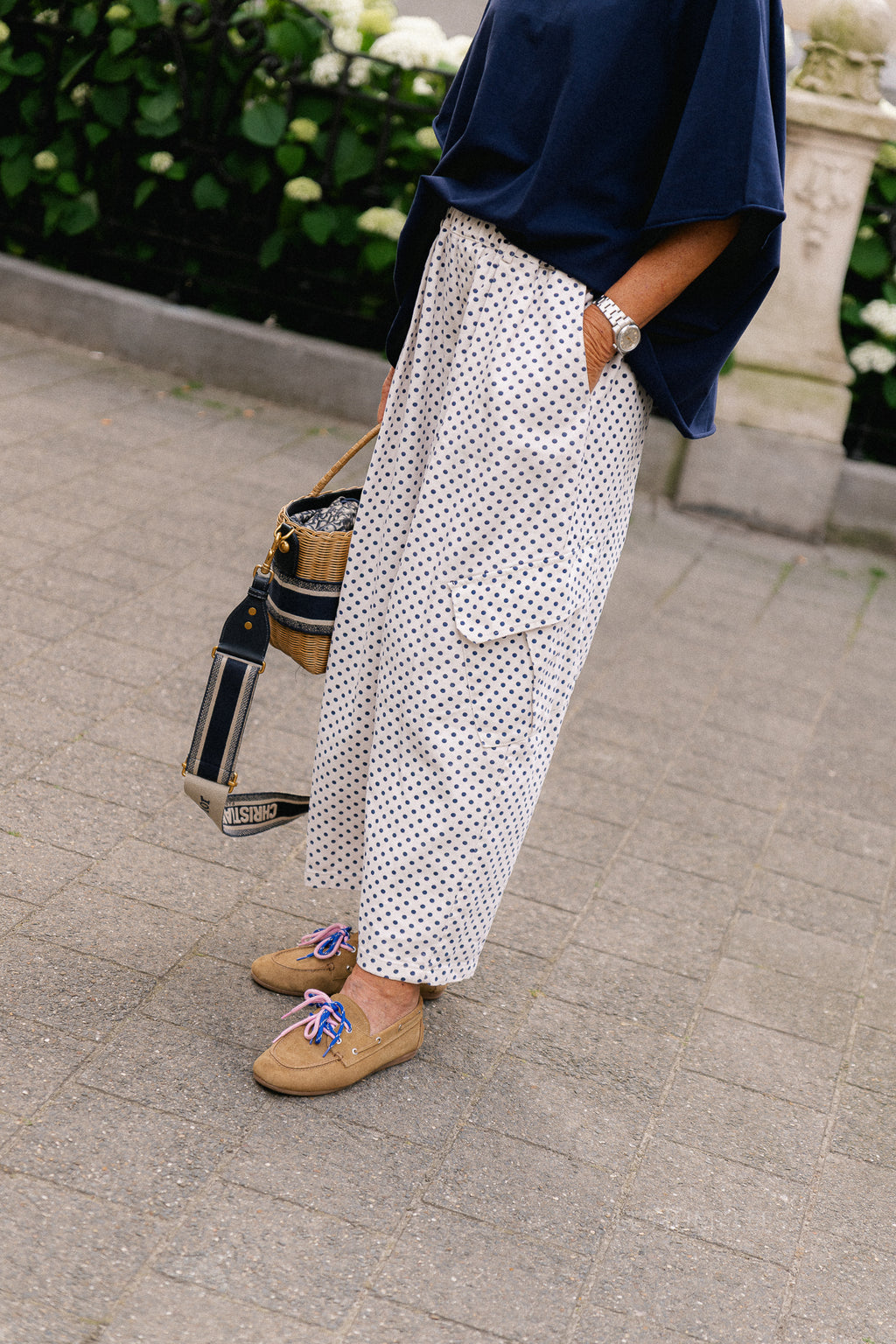 Emily polkadot cargo jeans navy