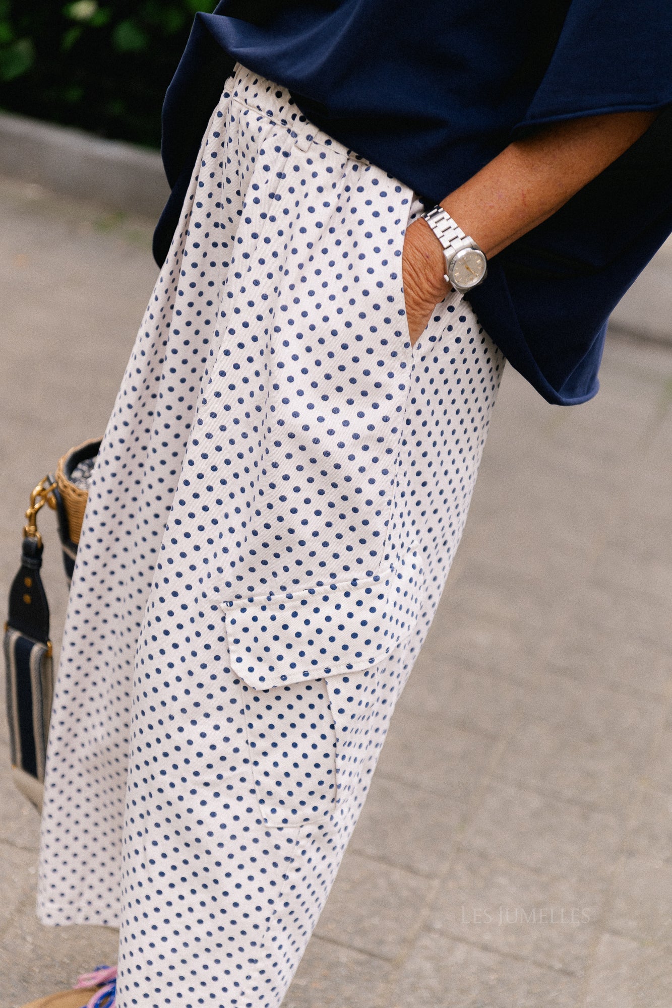 Emily polkadot cargo jeans navy
