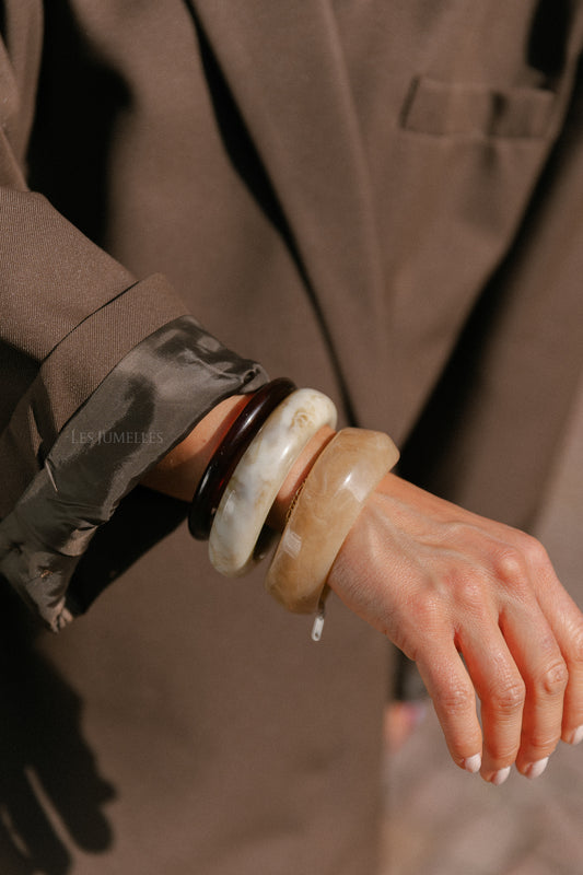 Les Jumelles Marble bangles apricot
