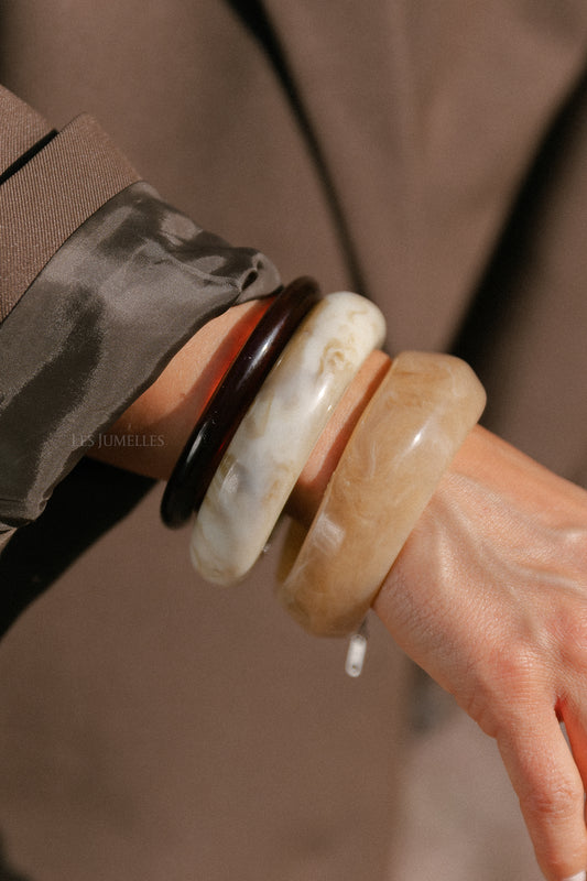 Les Jumelles Marble bangles apricot