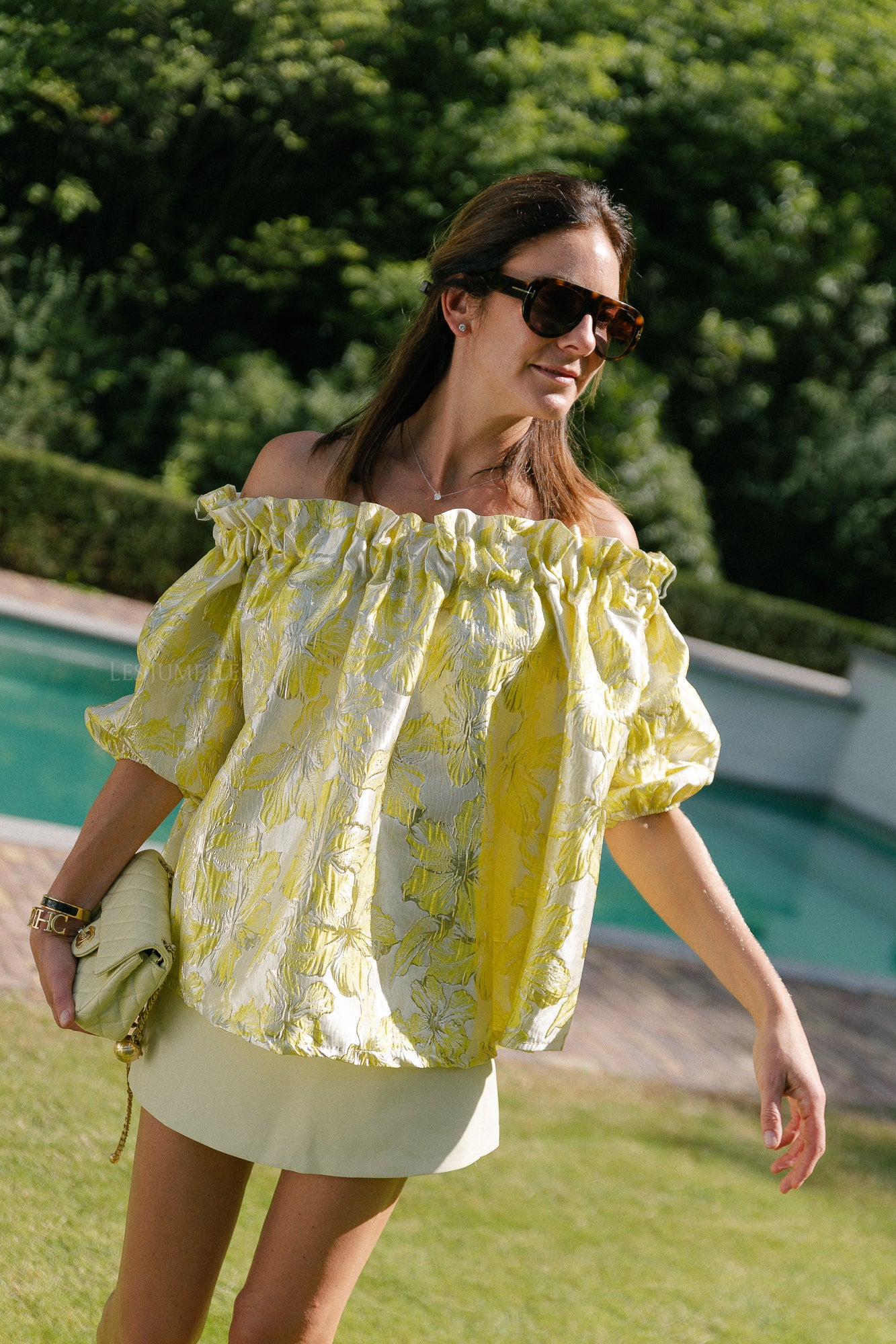 Blanche jacquard blouse flowers yellow