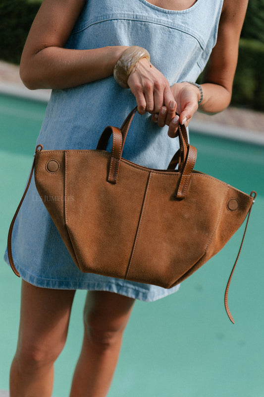 Les Jumelles Emma suede handbag camel